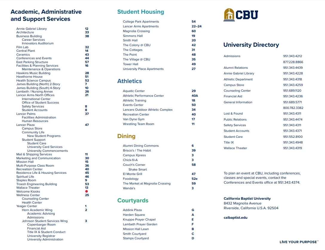 California Baptist University Campus Map 2024 All Maps