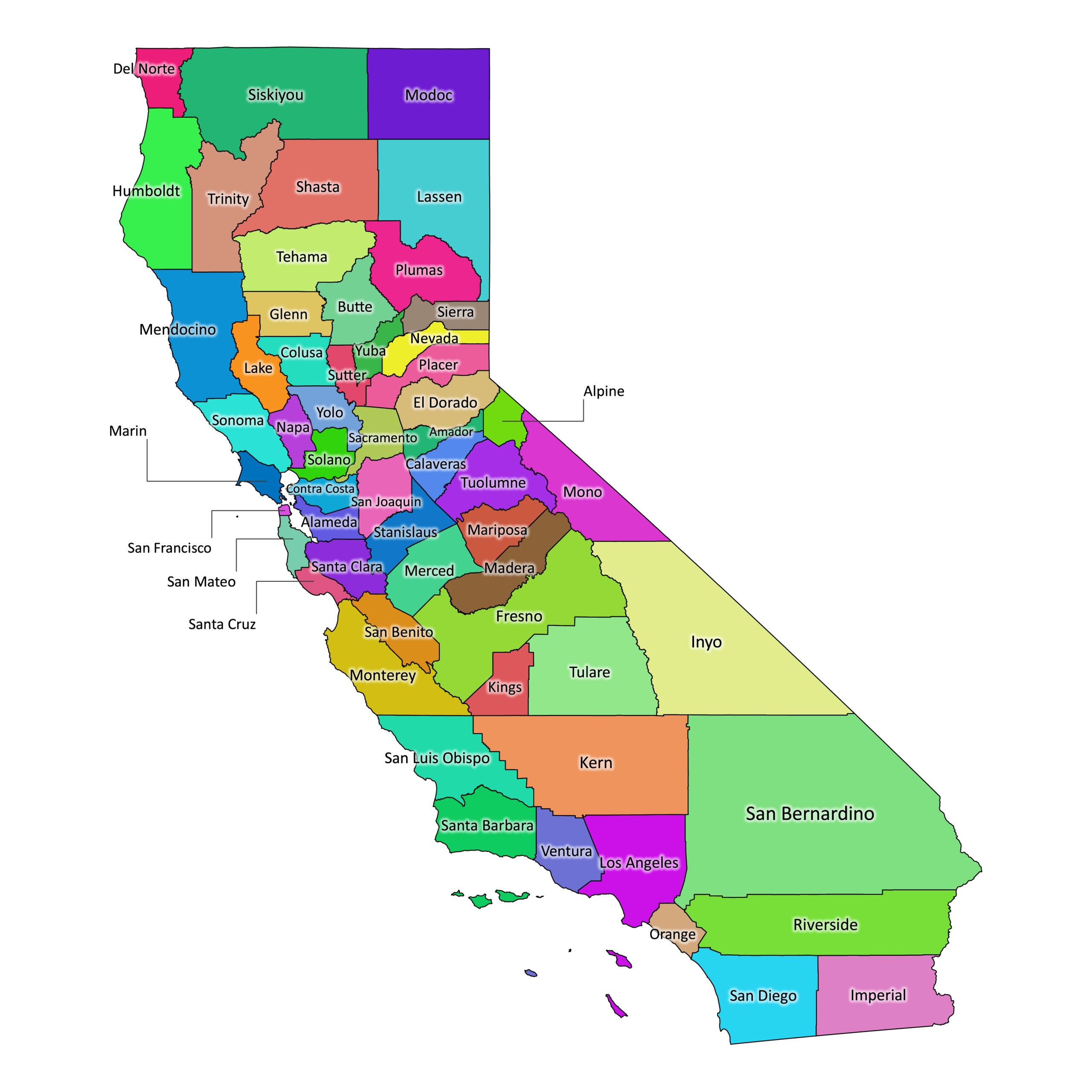 california county map printable