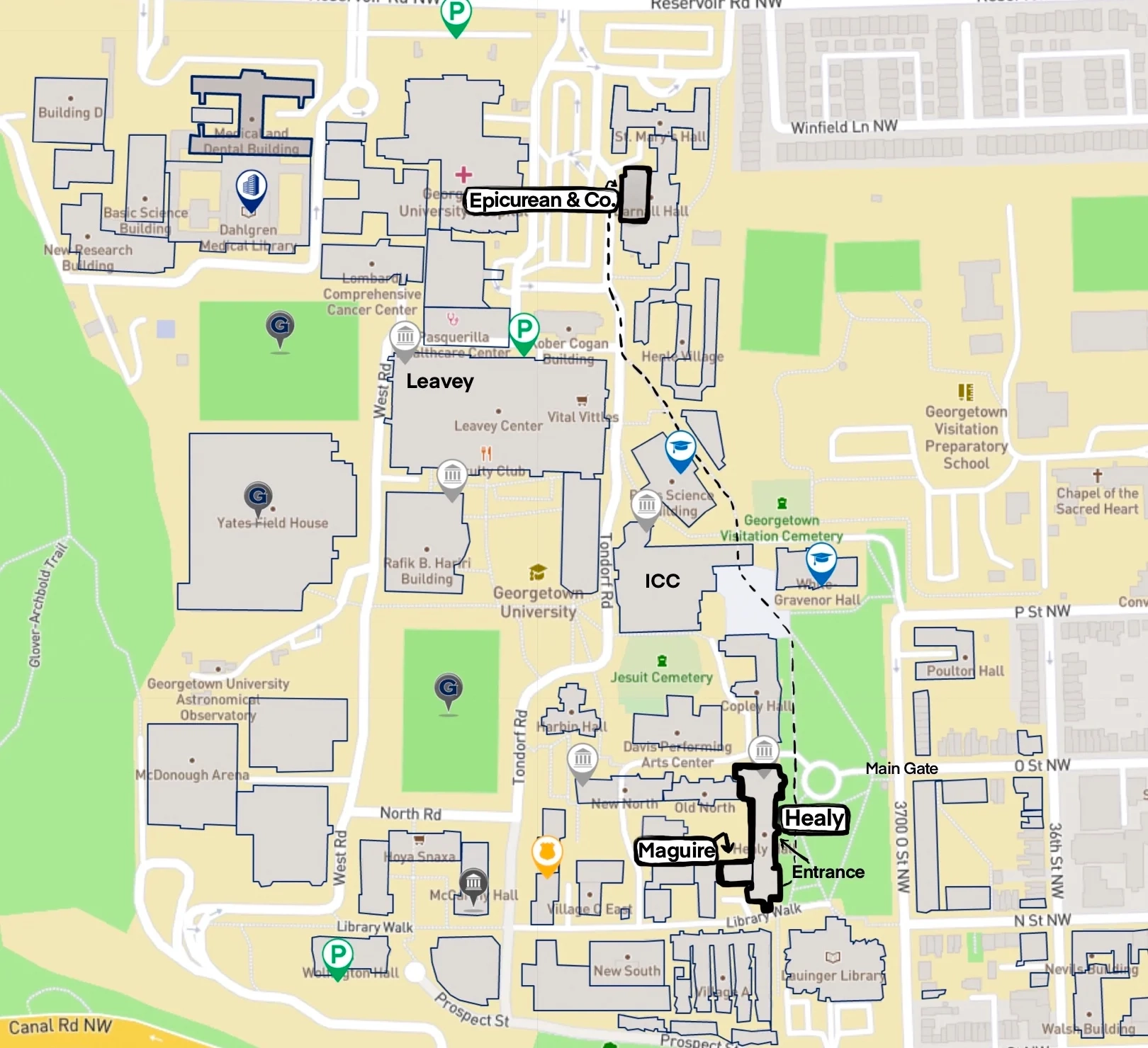 Campus Map And Dining Options Department Of Spanish And Portuguese Georgetown University