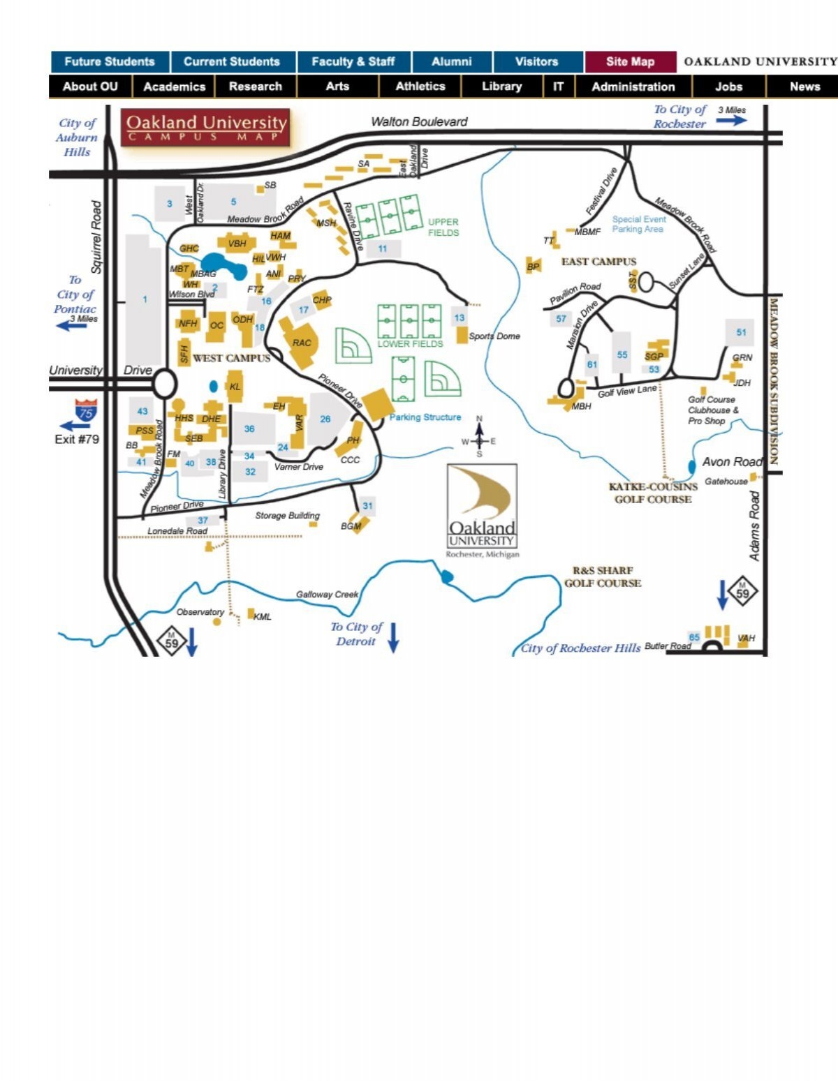 Campus Map And Directions To OU Oakland University School Of 