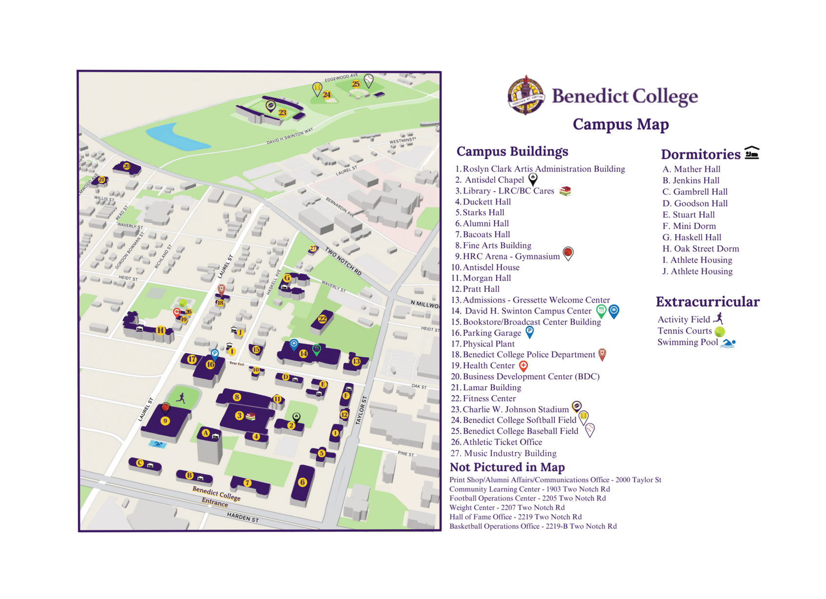 Campus Map Benedict College Columbia South Carolina