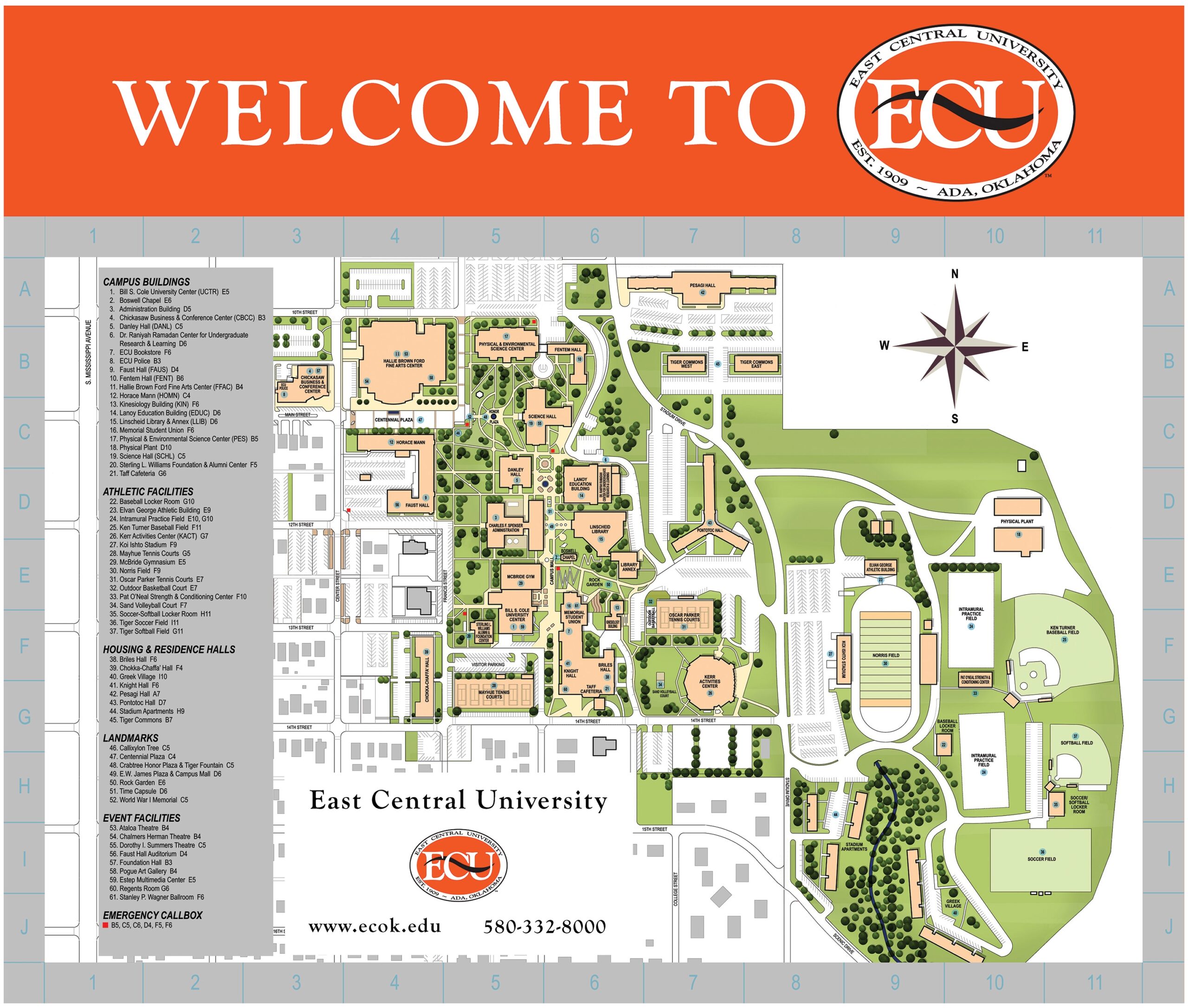 Campus Map East Central University Campus Map East Central University