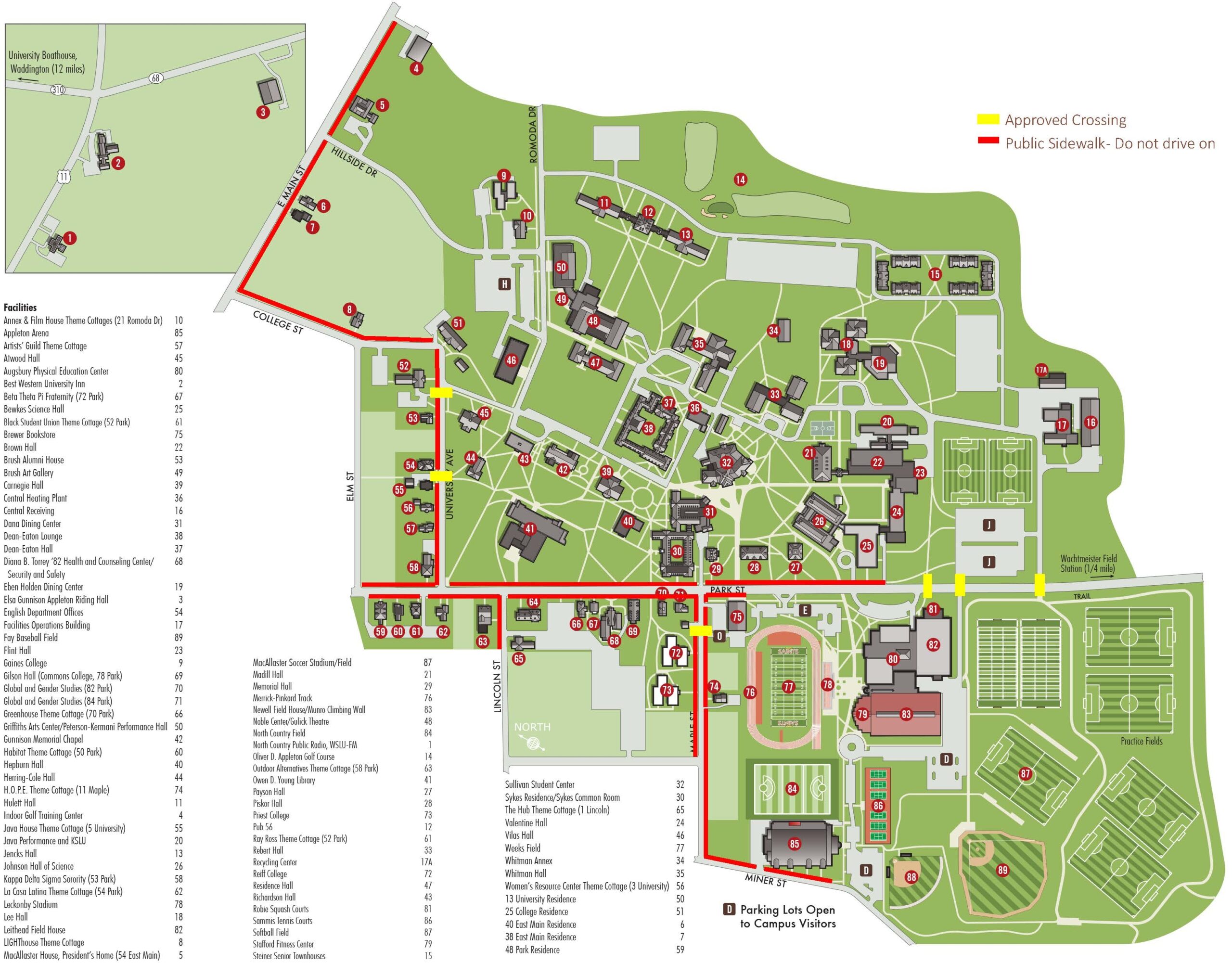 Campus Map Golf Cart Use St Lawrence University
