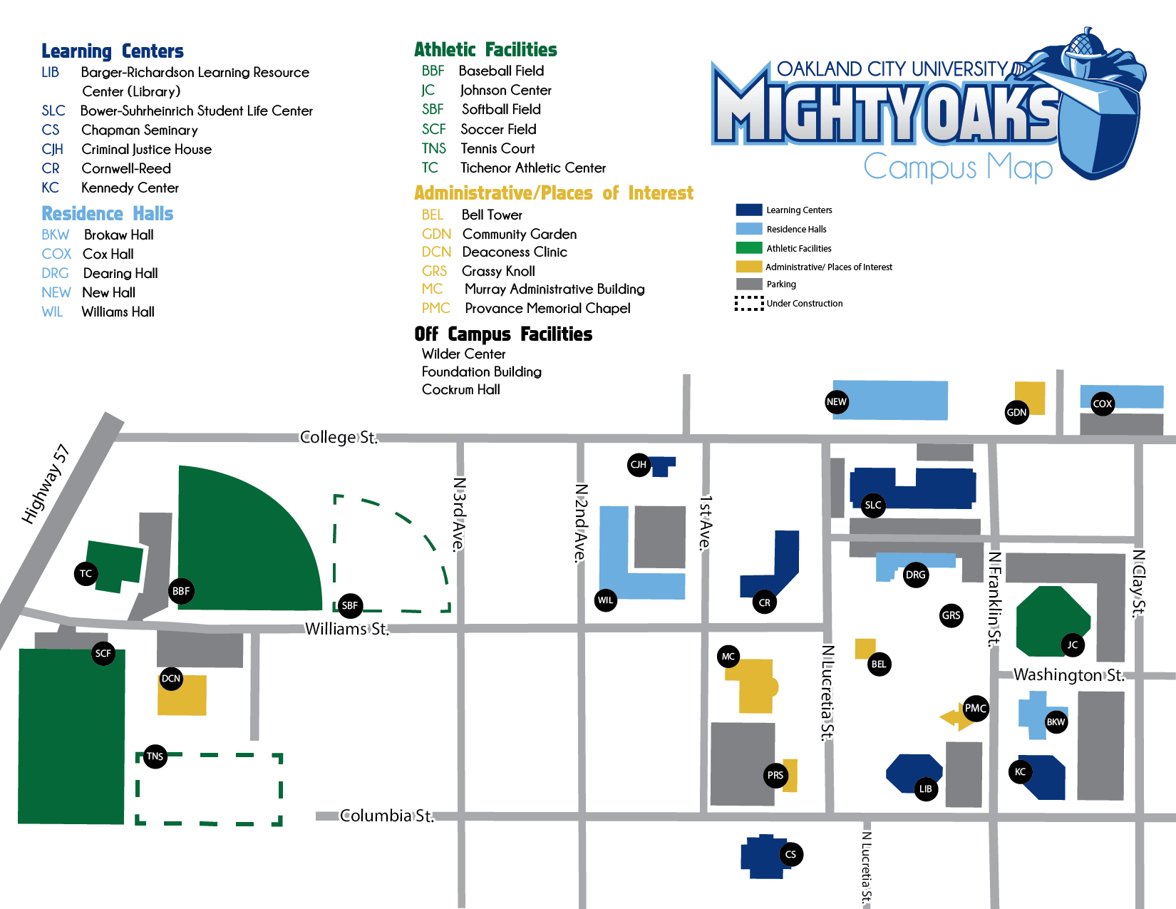 Campus Map Oakland City University