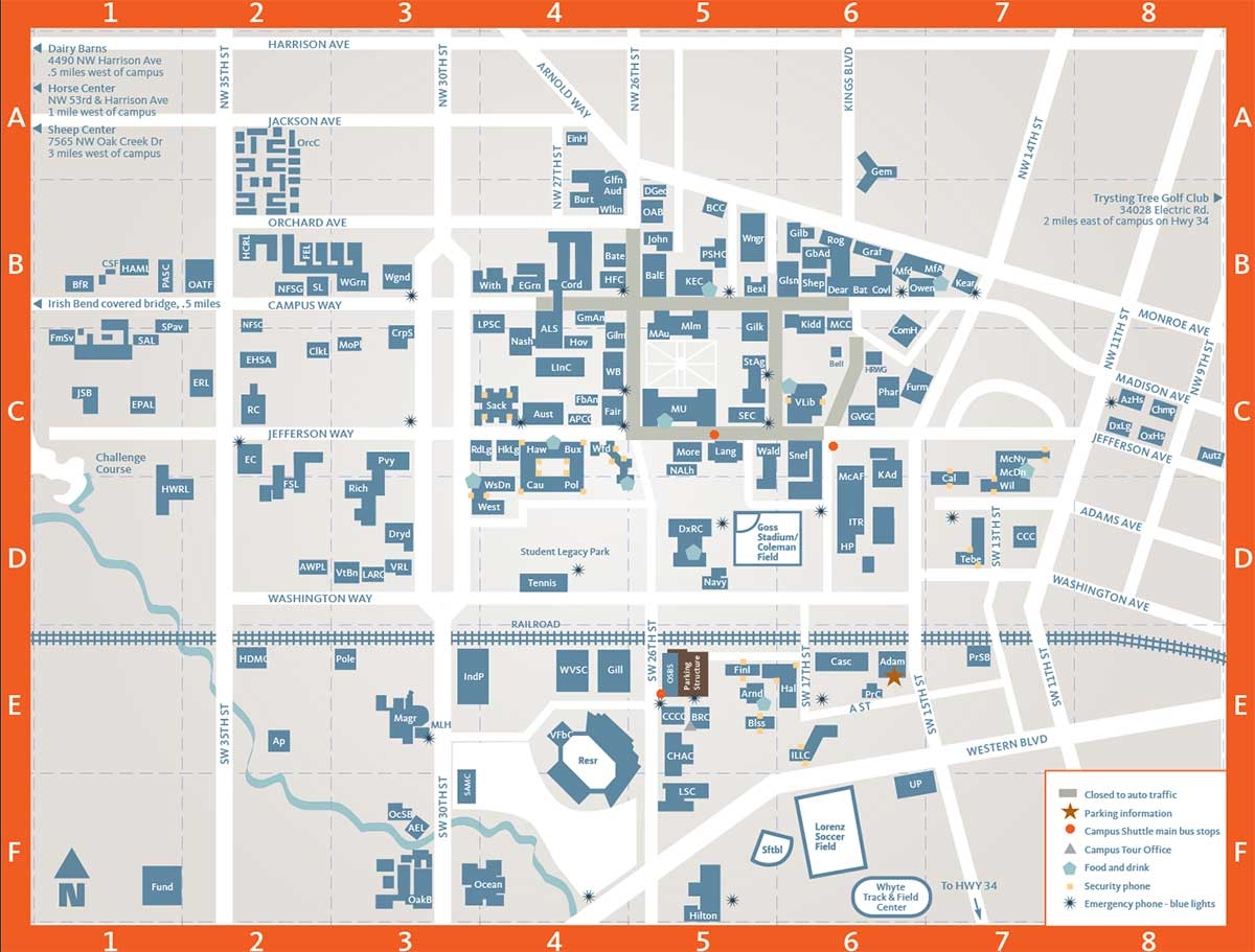 Campus Map Oregon State University Visitors Guide