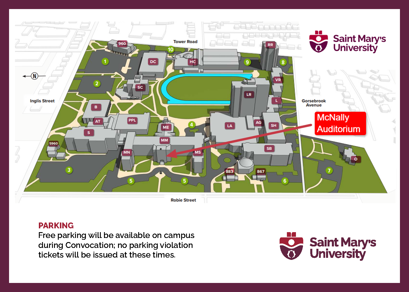 Campus Map Parking Graduation And Convocation Saint Mary s University