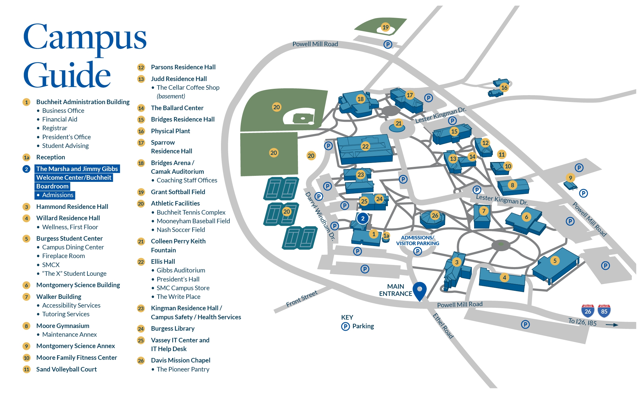 Campus Map Spartanburg Methodist College