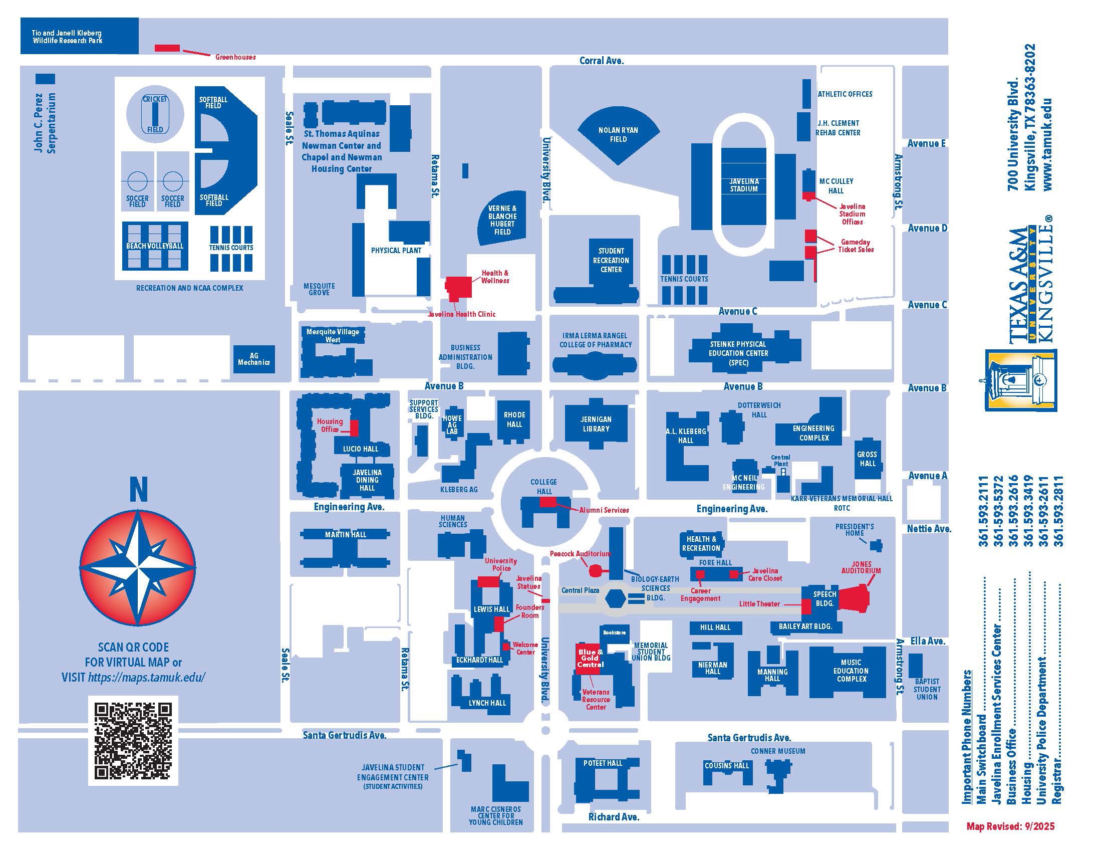 Campus Map Texas A M University Kingsville Campus Map Texas A M University Kingsville