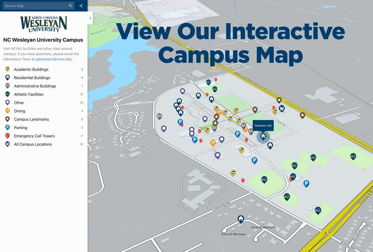Campus Map Tour North Carolina Wesleyan University