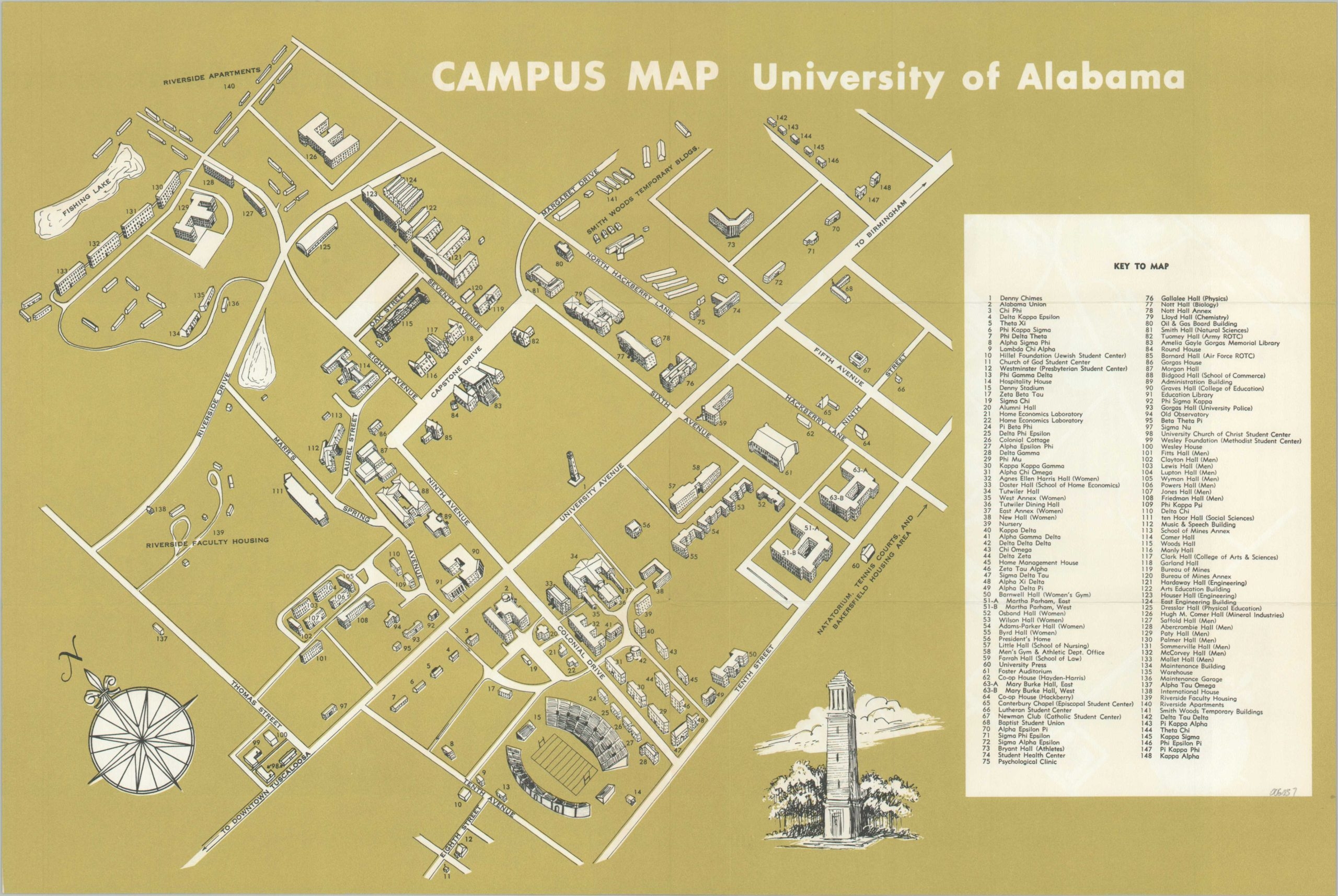 Campus Map University Of Alabama Curtis Wright Maps