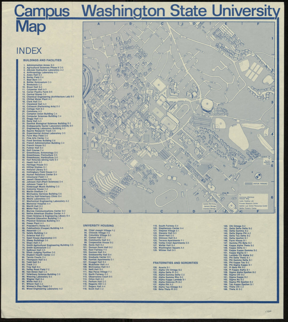 Campus Map Washington State University 1980 Early Washington Maps WSU Libraries Digital Collections