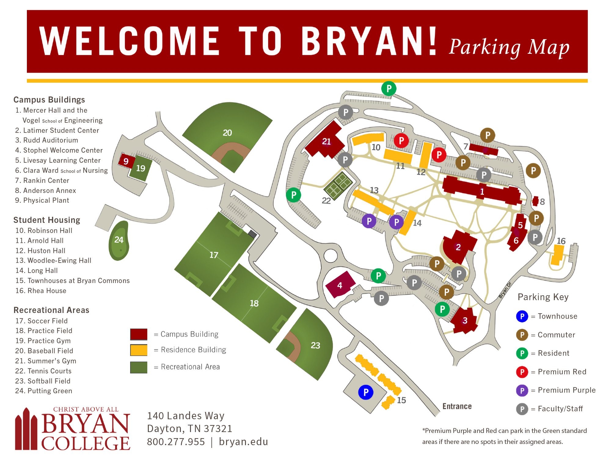Campus Maps Bryan College Dayton TN