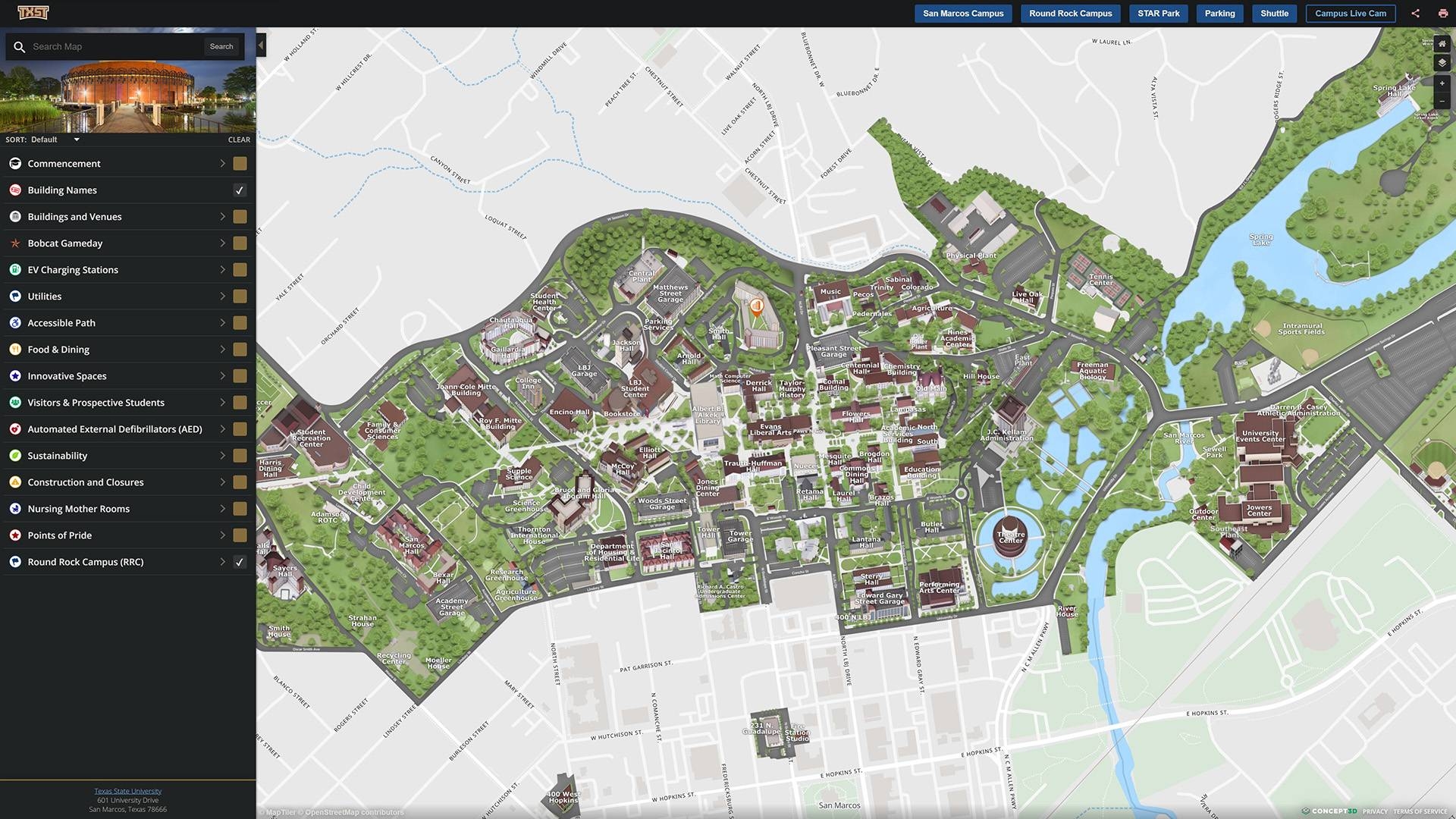 Campus Maps Facilities Texas State University