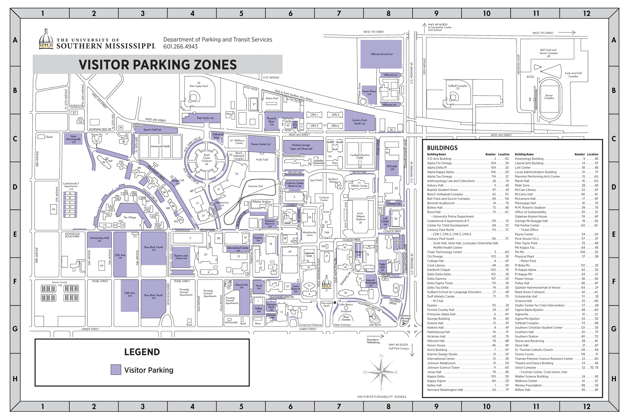 Campus Maps Parking And Transit Services The University Of Southern Mississippi