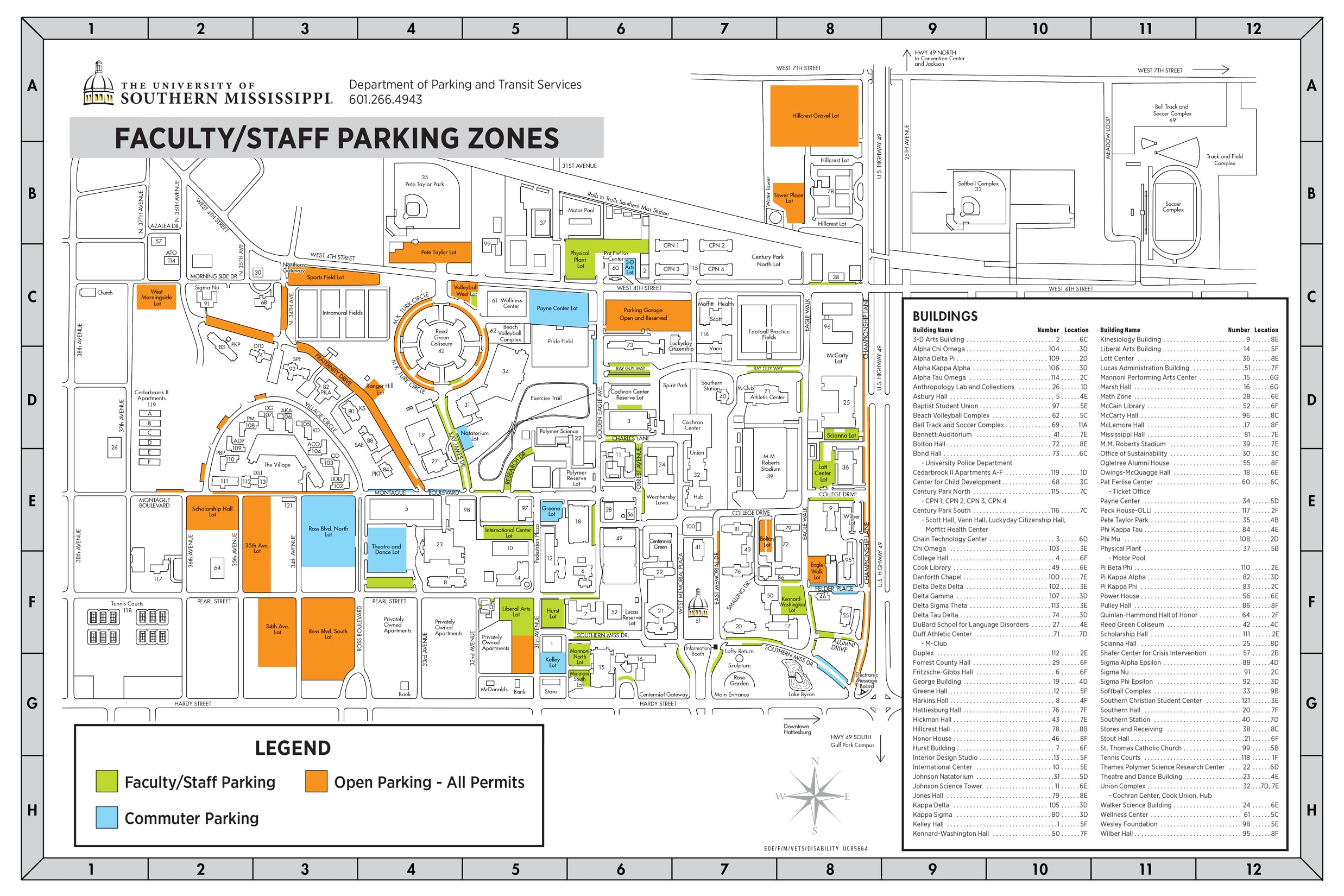 Campus Maps Parking And Transit Services The University Of Southern Mississippi