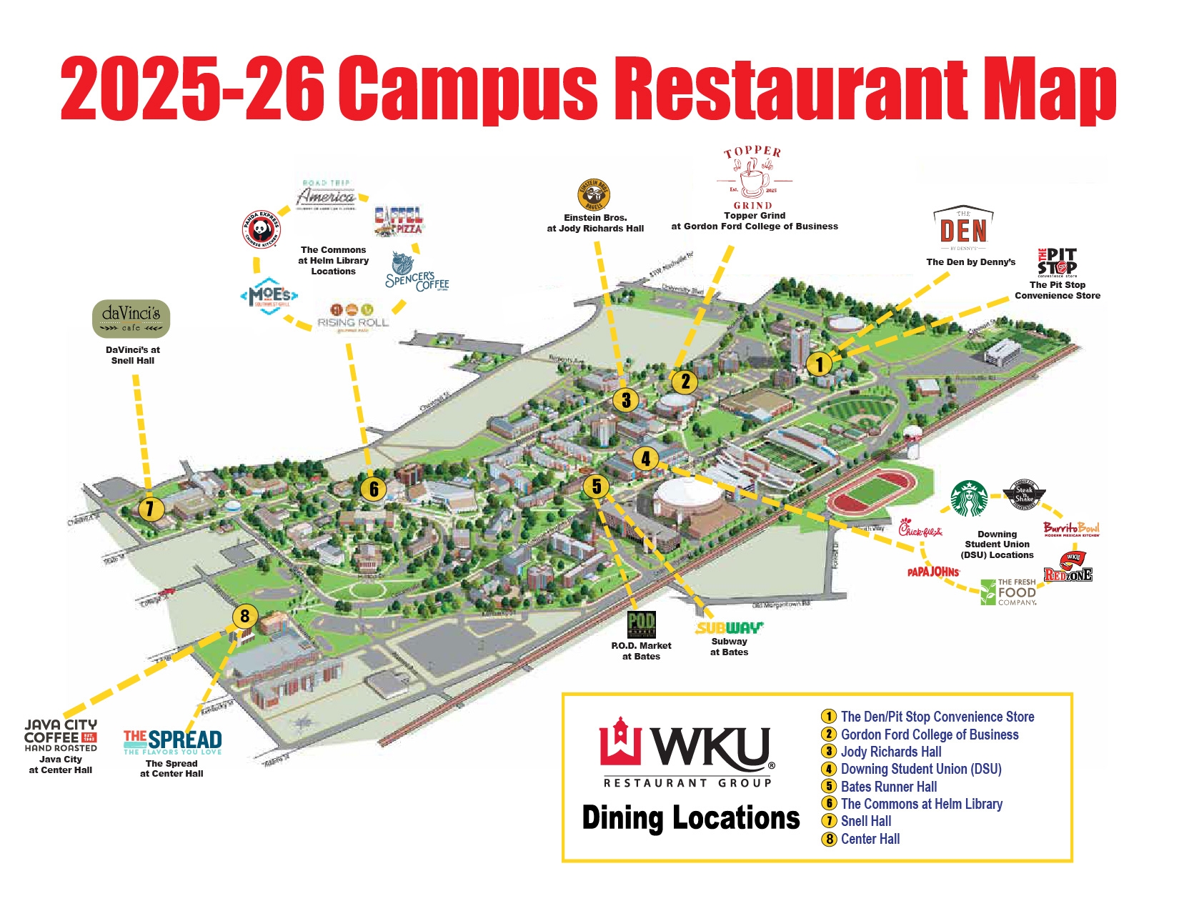 Campus Restaurant Map Western Kentucky University