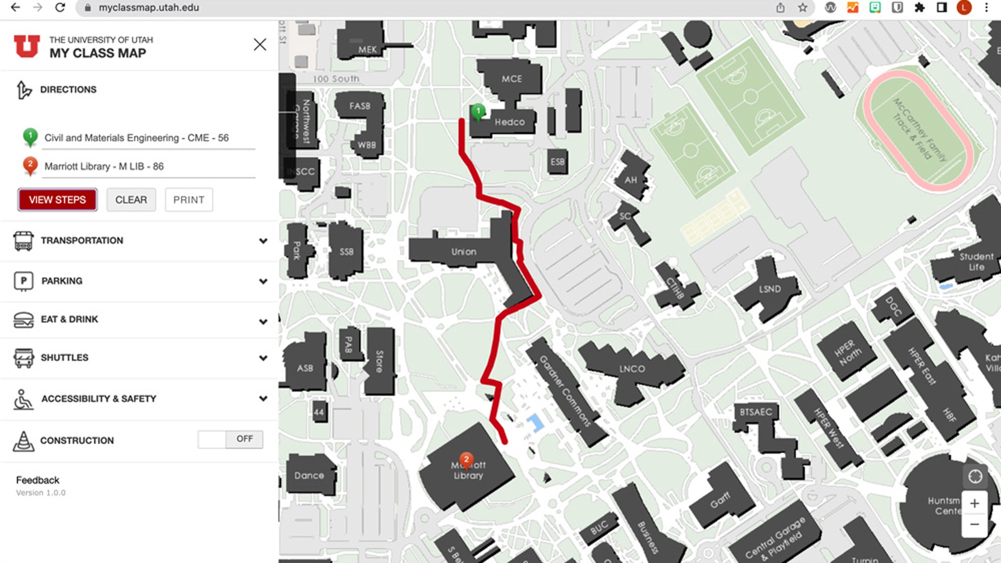 map of university of utah campus