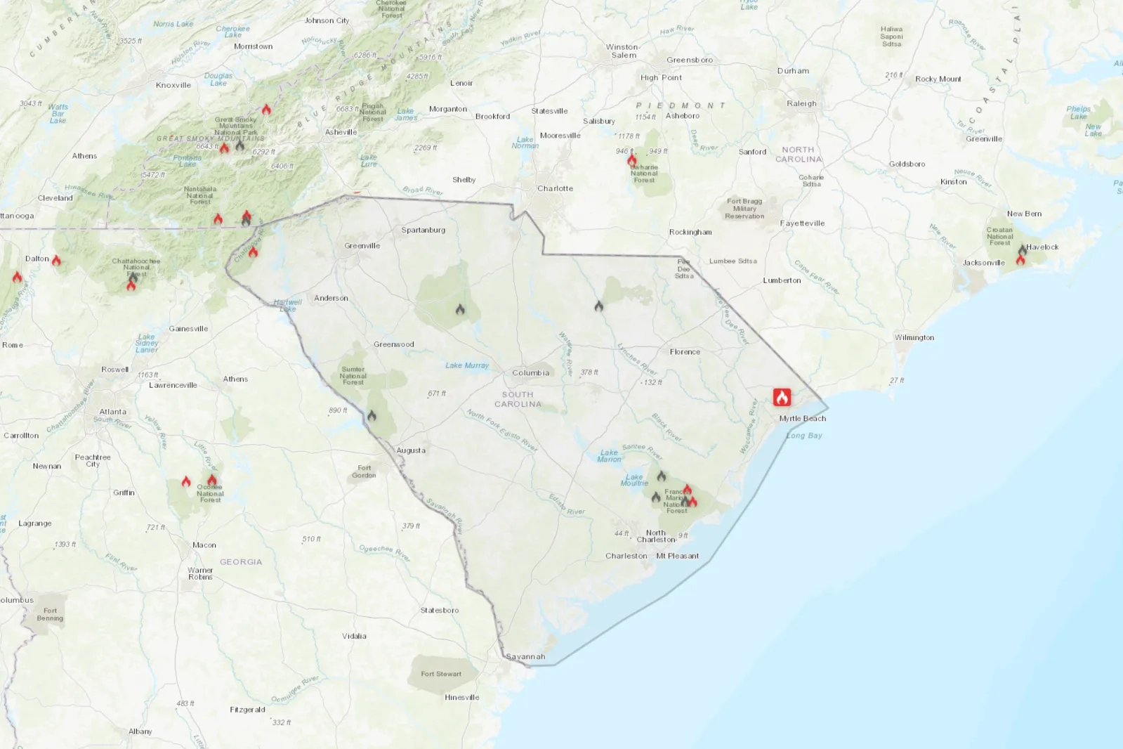 Carolina Fire Maps Show Where Blazes Burning In North South Carolina Newsweek