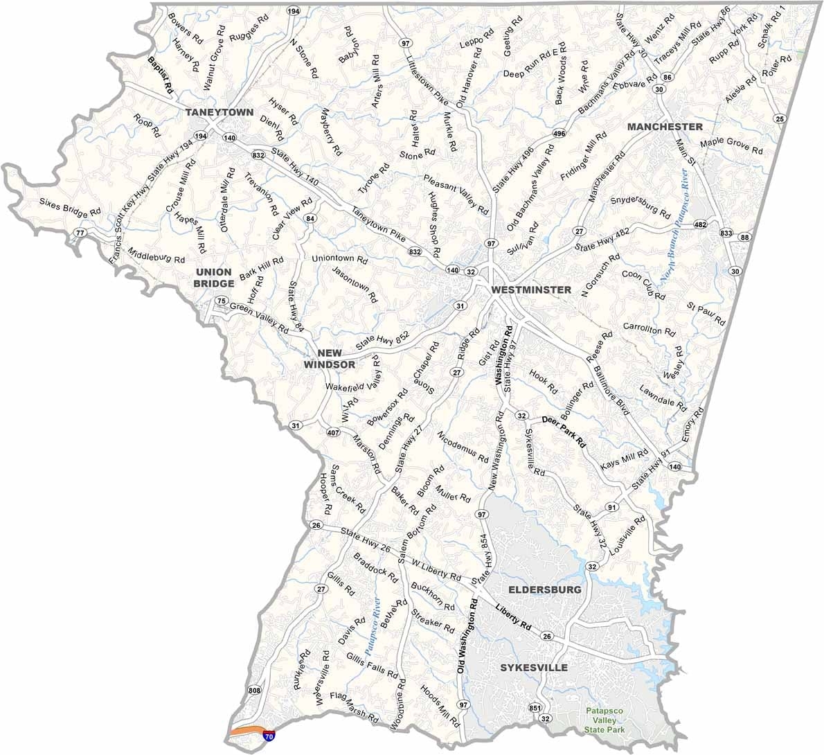 Carroll County Map Maryland US County Maps Carroll County Map Maryland US County Maps