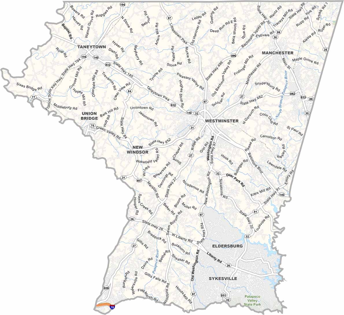 Carroll County Map Maryland US County Maps Carroll County Map Maryland US County Maps