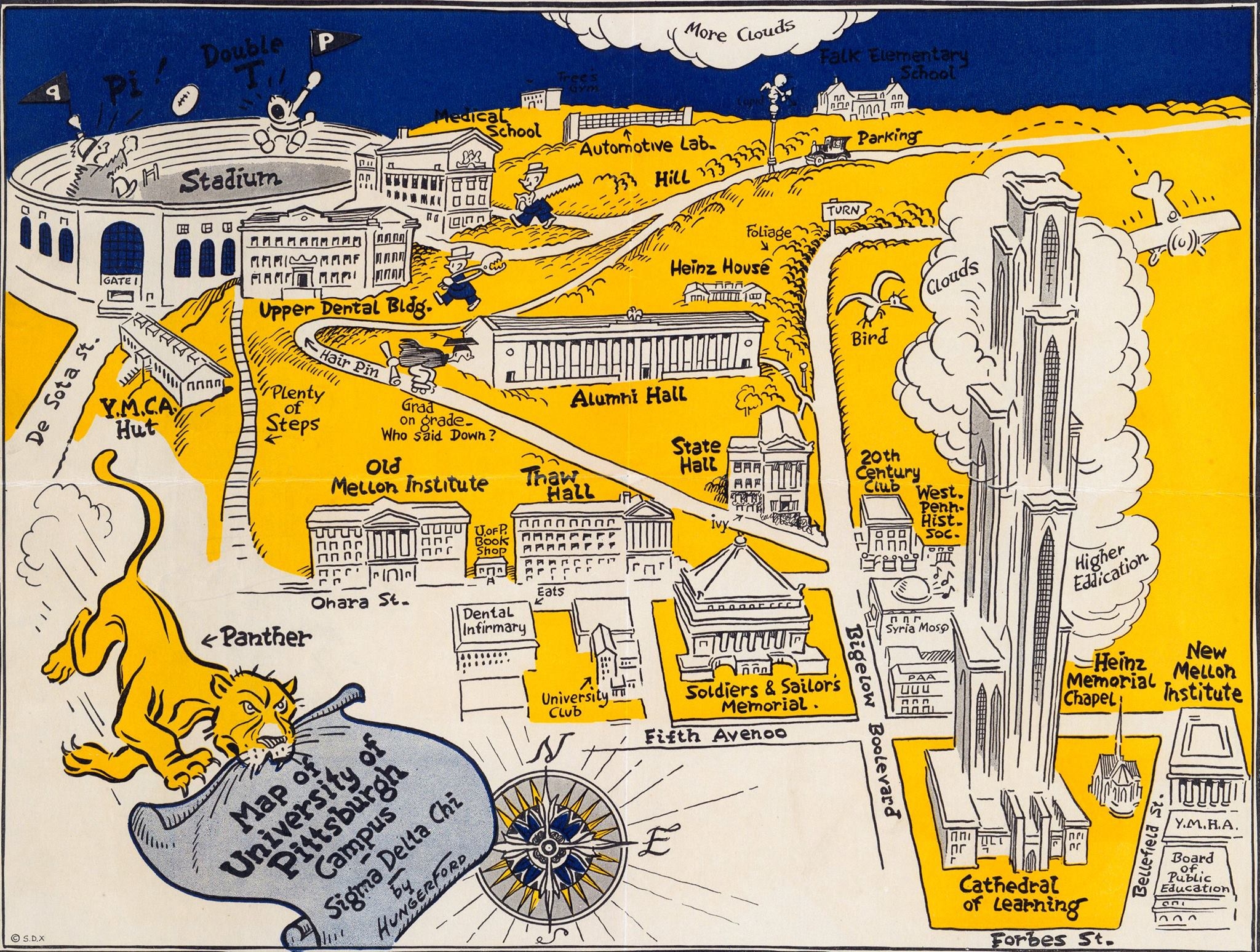 Cartoon Map Of Campus From 1935 R Pitt Cartoon Map Of Campus From 1935 R Pitt