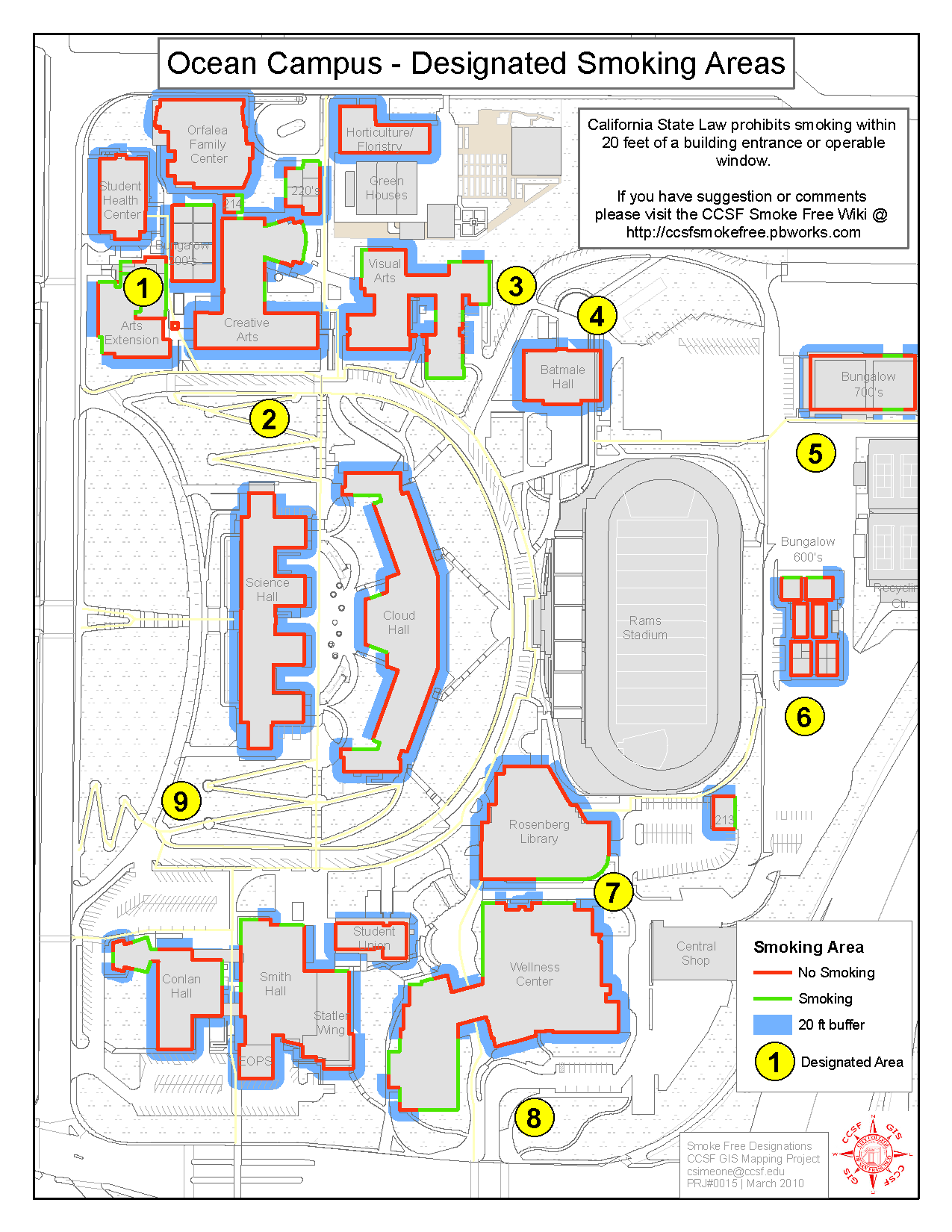 CCSF Tobacco Free Discussion Wiki Draft 2 Designated Smoking Area Map