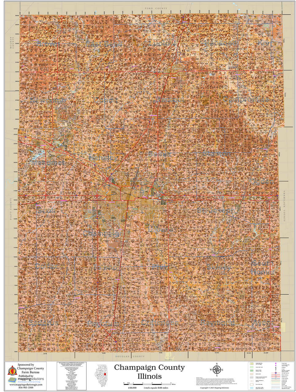 Champaign County Illinois 2026 Soils Wall Map Mapping Solutions