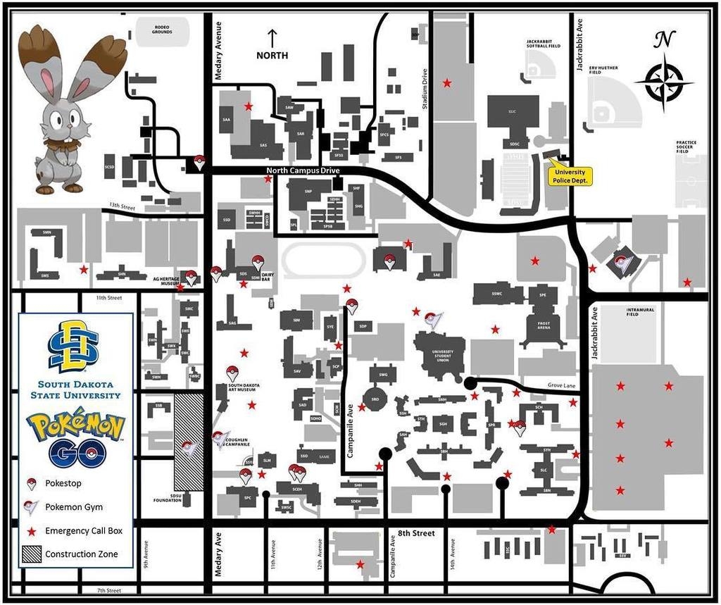 Check Out Our Pok mon Go Campus Map That Highlights The Pok Stops And Gyms At sdstate P Https t co 16t2iJ0G1j