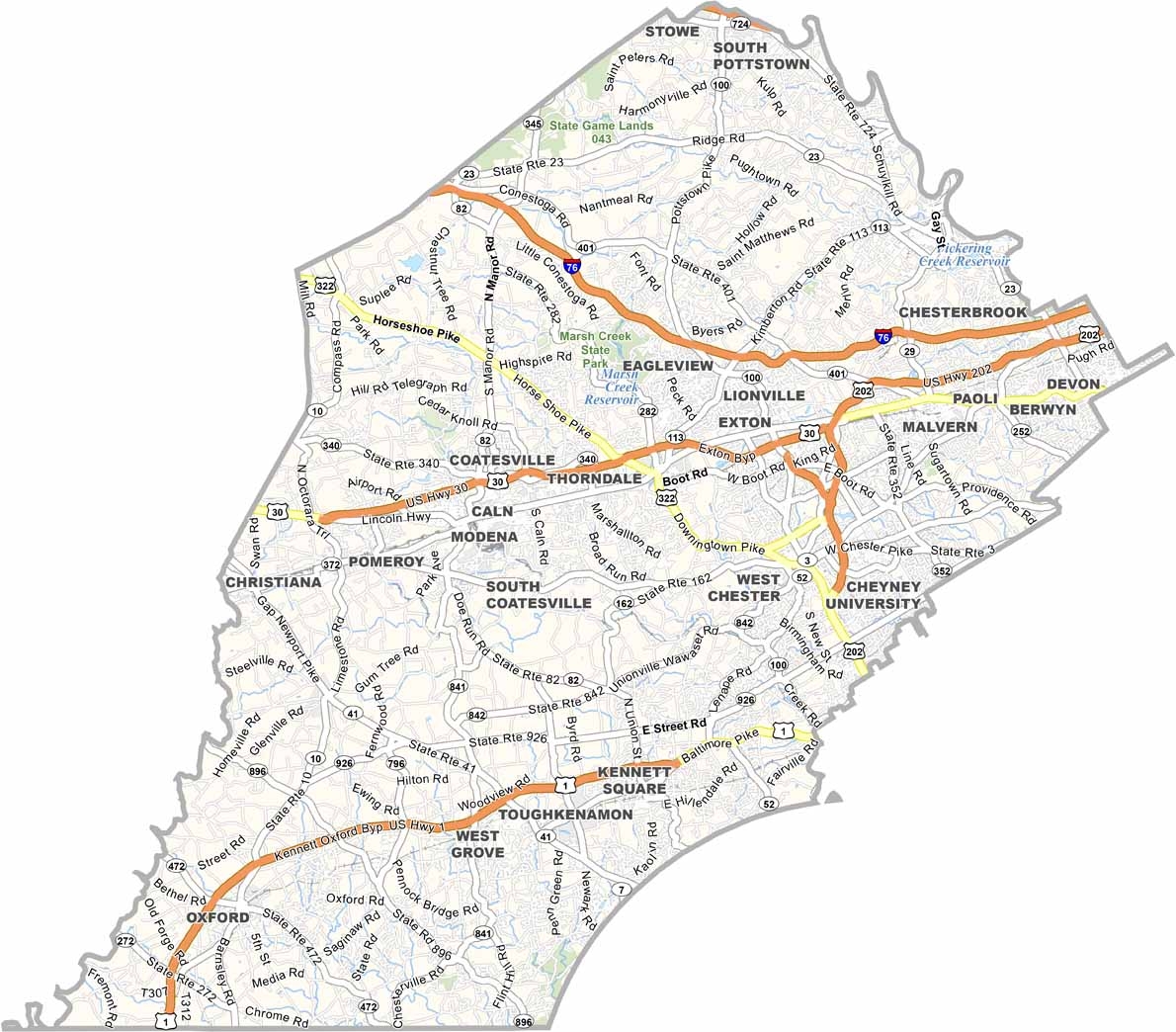 Chester County Map Pennsylvania US County Maps