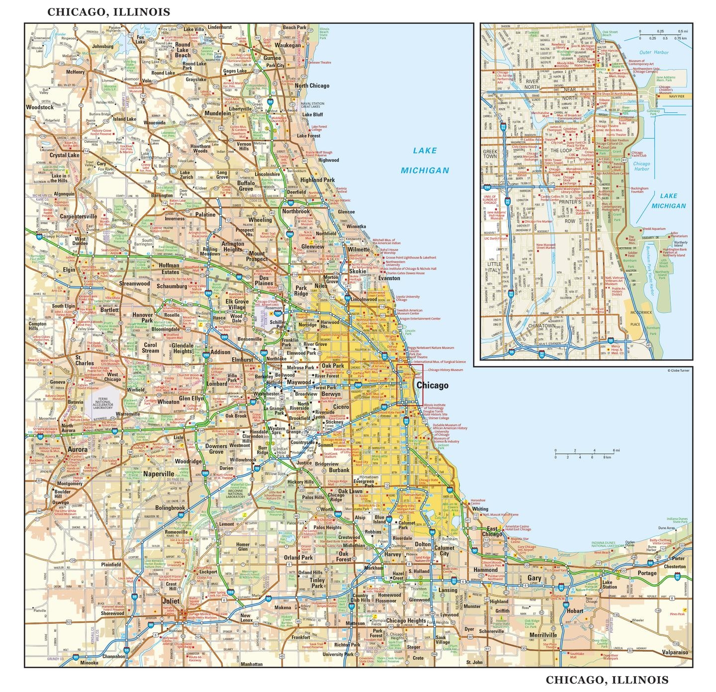 Chicago Major Arterial Wall Map American Map Store Chicago Major Arterial Wall Map American Map Store
