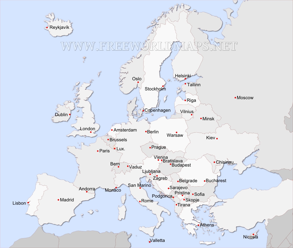 capital cities map of europe capital cities map of europe