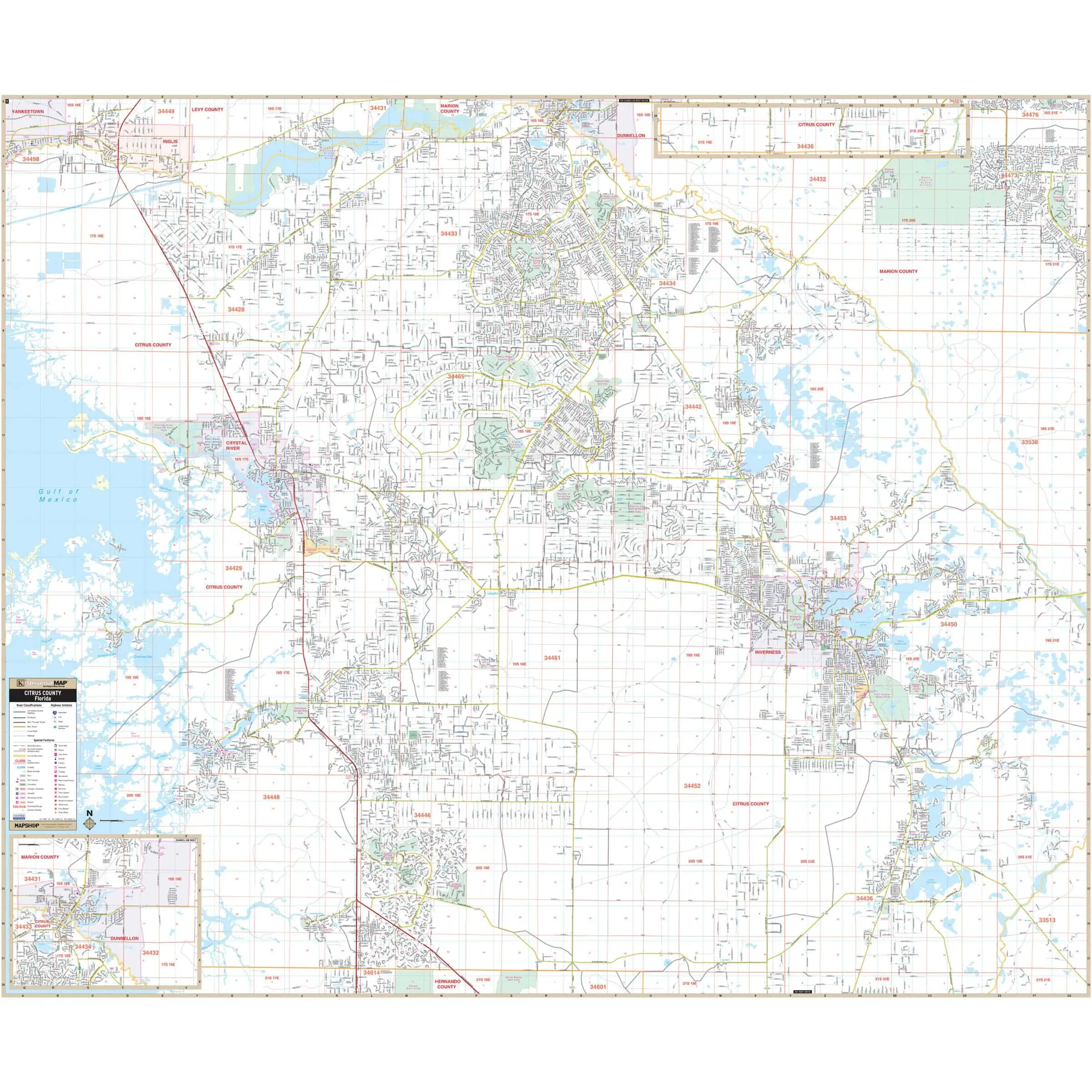 Citrus County FL Wall Map By Kappa The Map Shop