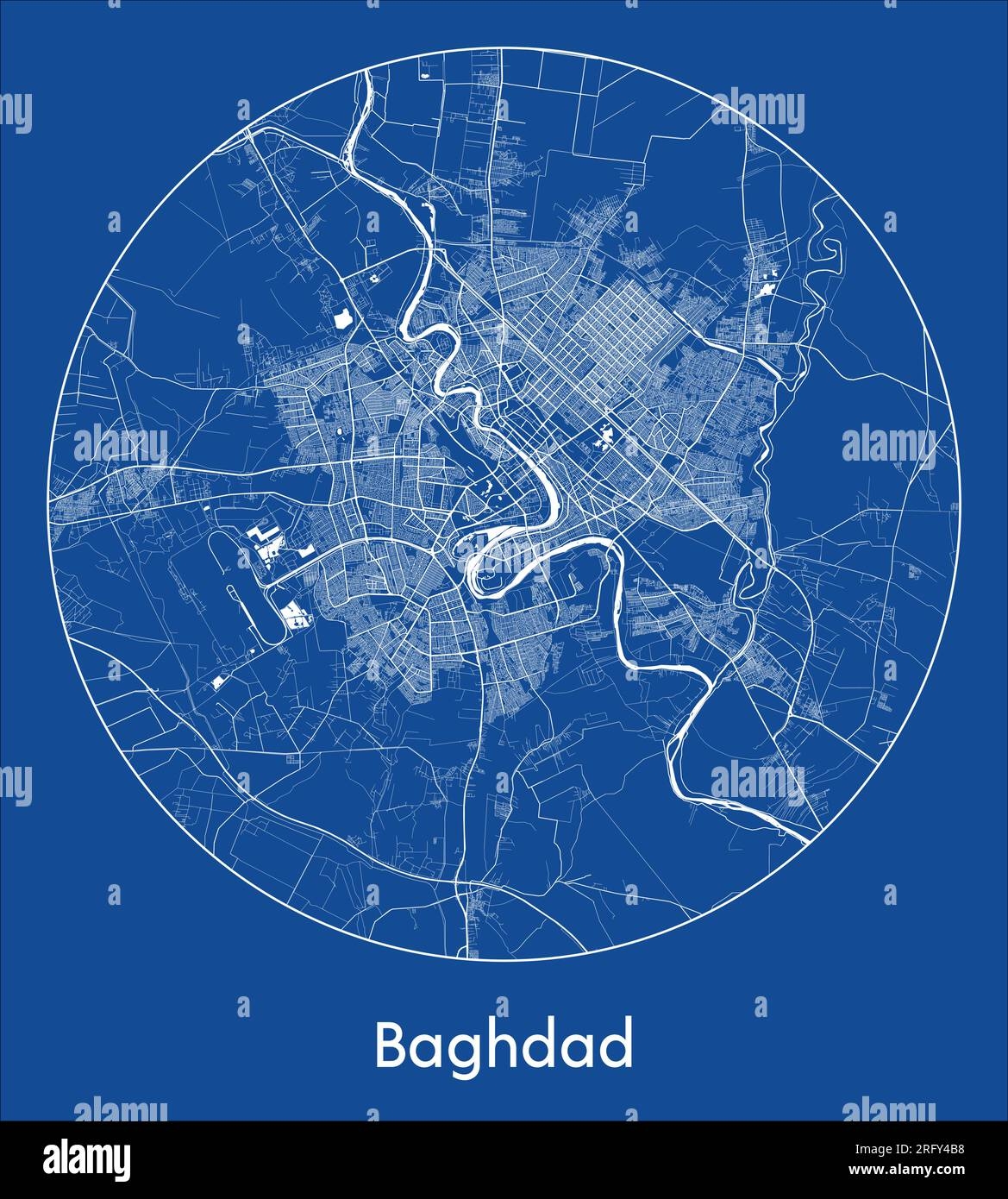 City Map Baghdad Iraq Asia Blue Print Round Circle Vector Illustration Stock Vector Image Art Alamy