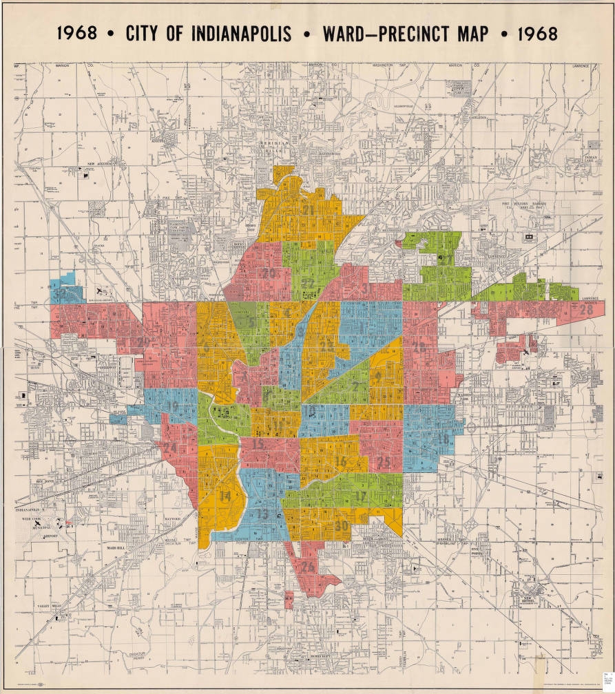 City Of Indianapolis Ward And Precinct Map 1968 Indiana State Library Map Collection Collections Hosted By The Indiana State Library