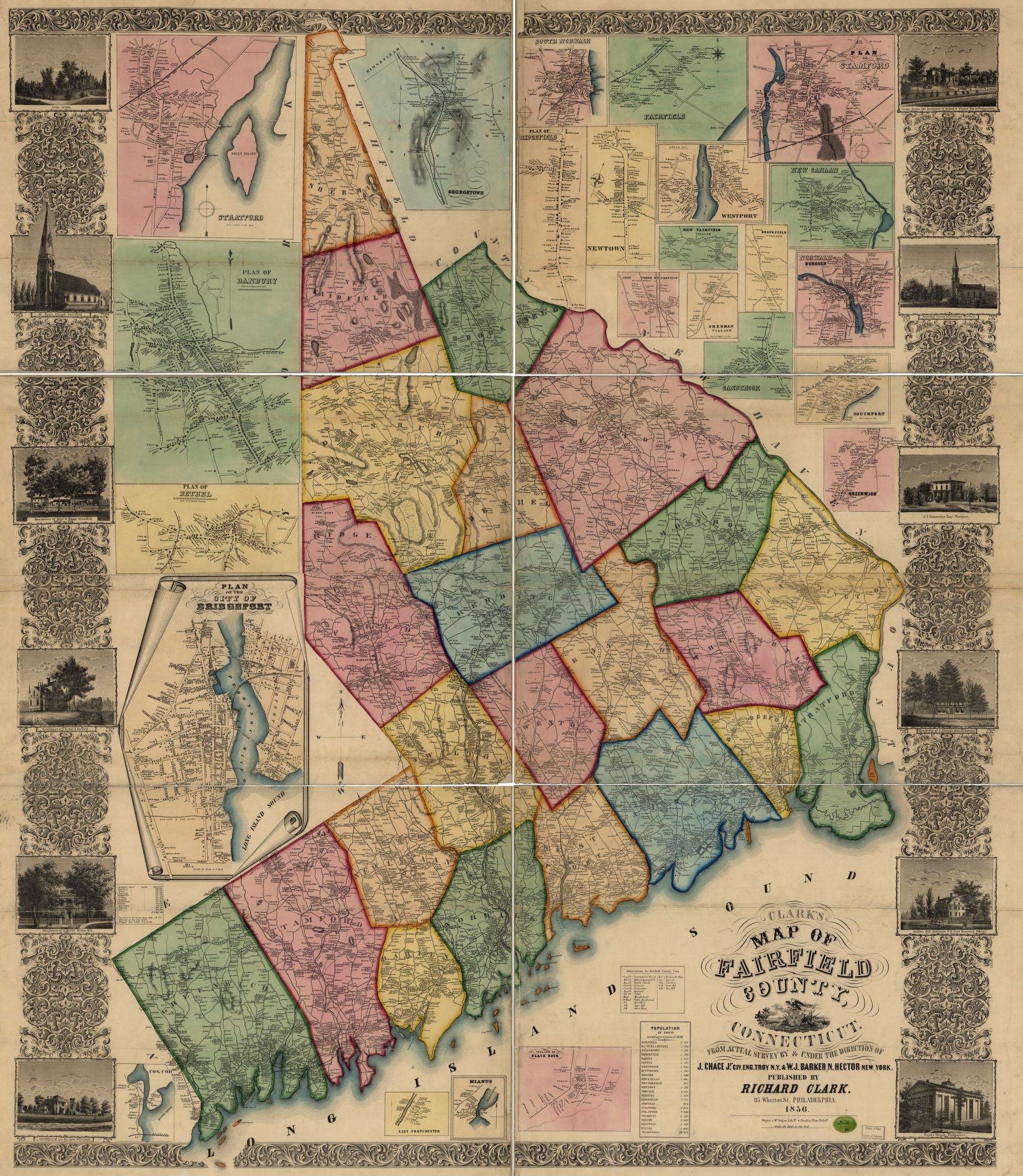Clark s Map Of Fairfield County Connecticut Library Of Congress