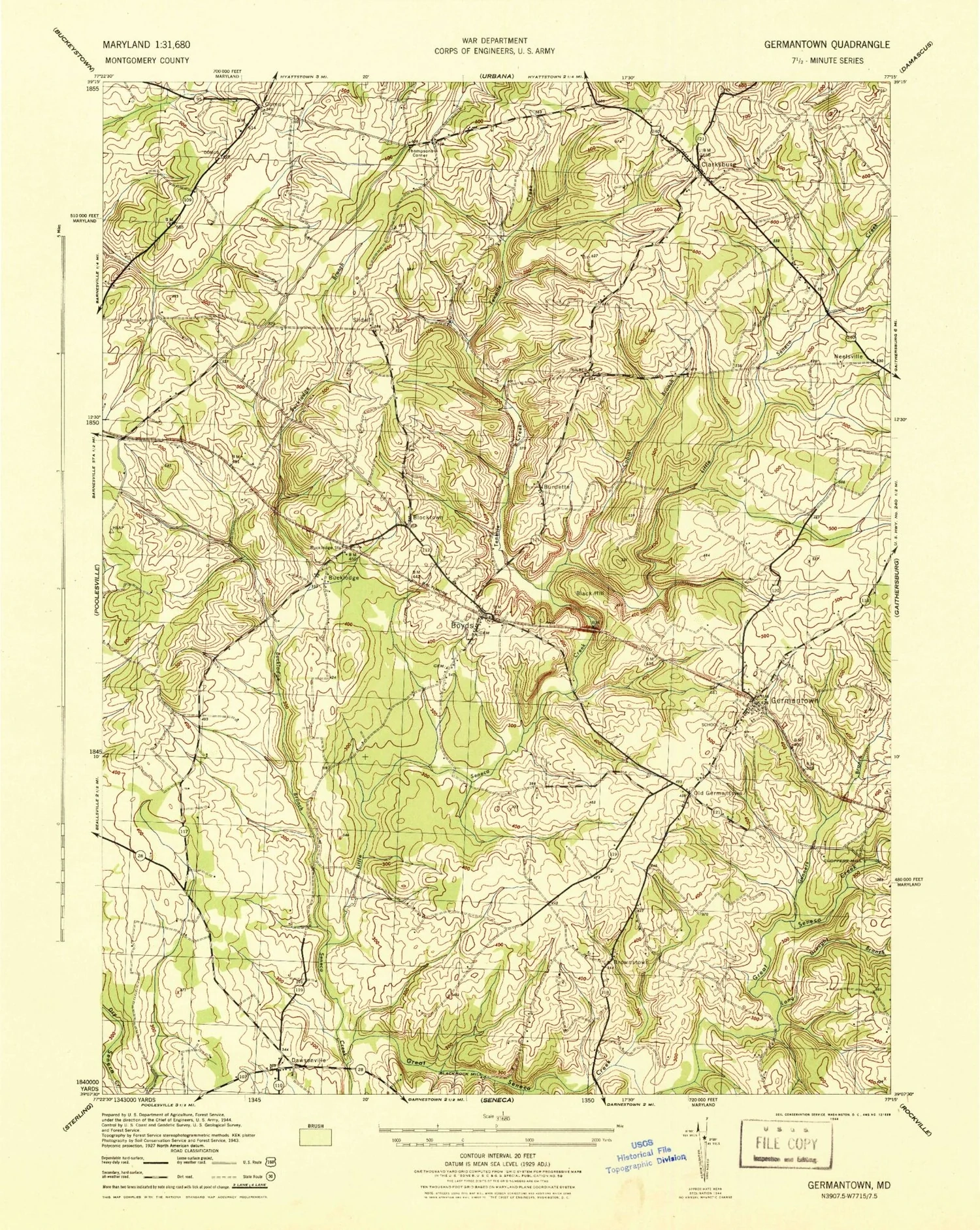 Classic USGS Germantown Maryland 7 5 x7 5 Topo Map MyTopo Map Store