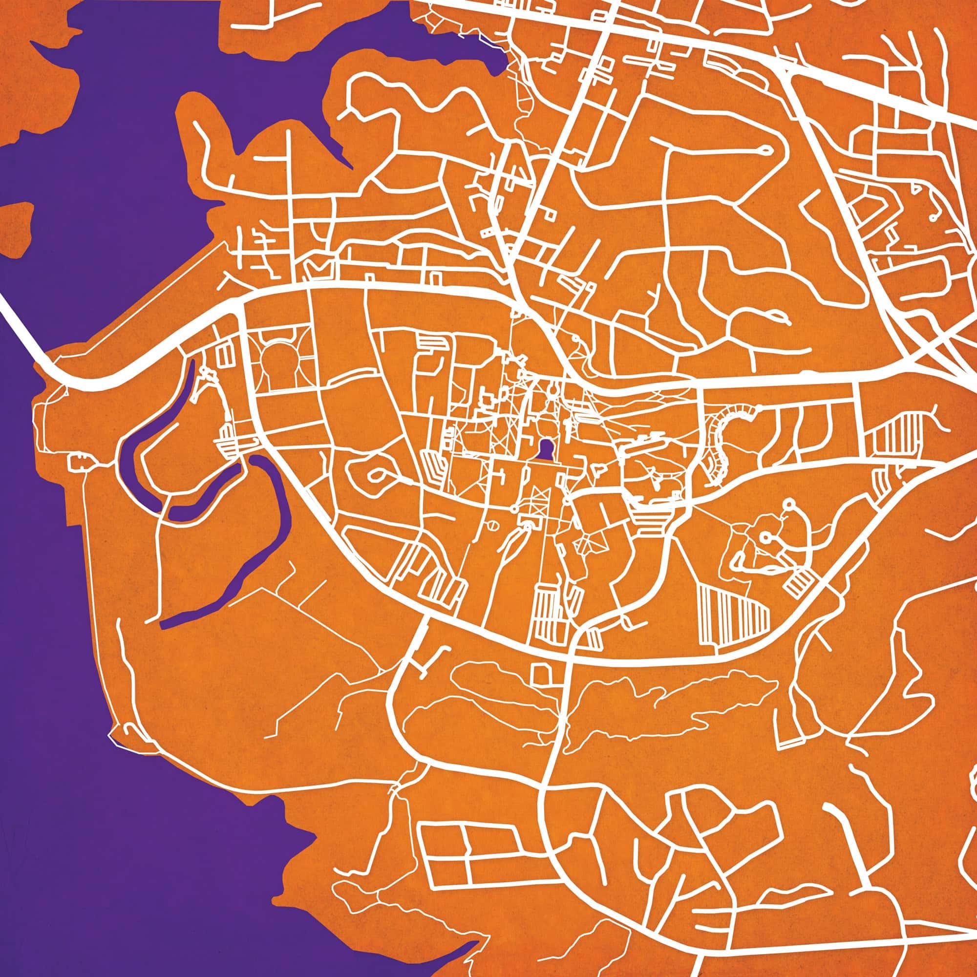 Clemson University Campus Map Art By City Prints The Map Shop Clemson University Campus Map Art By City Prints The Map Shop