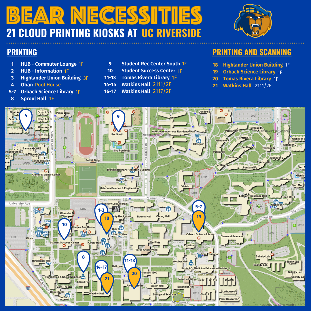 Cloud Printing Map At UCR Information Technology Solutions