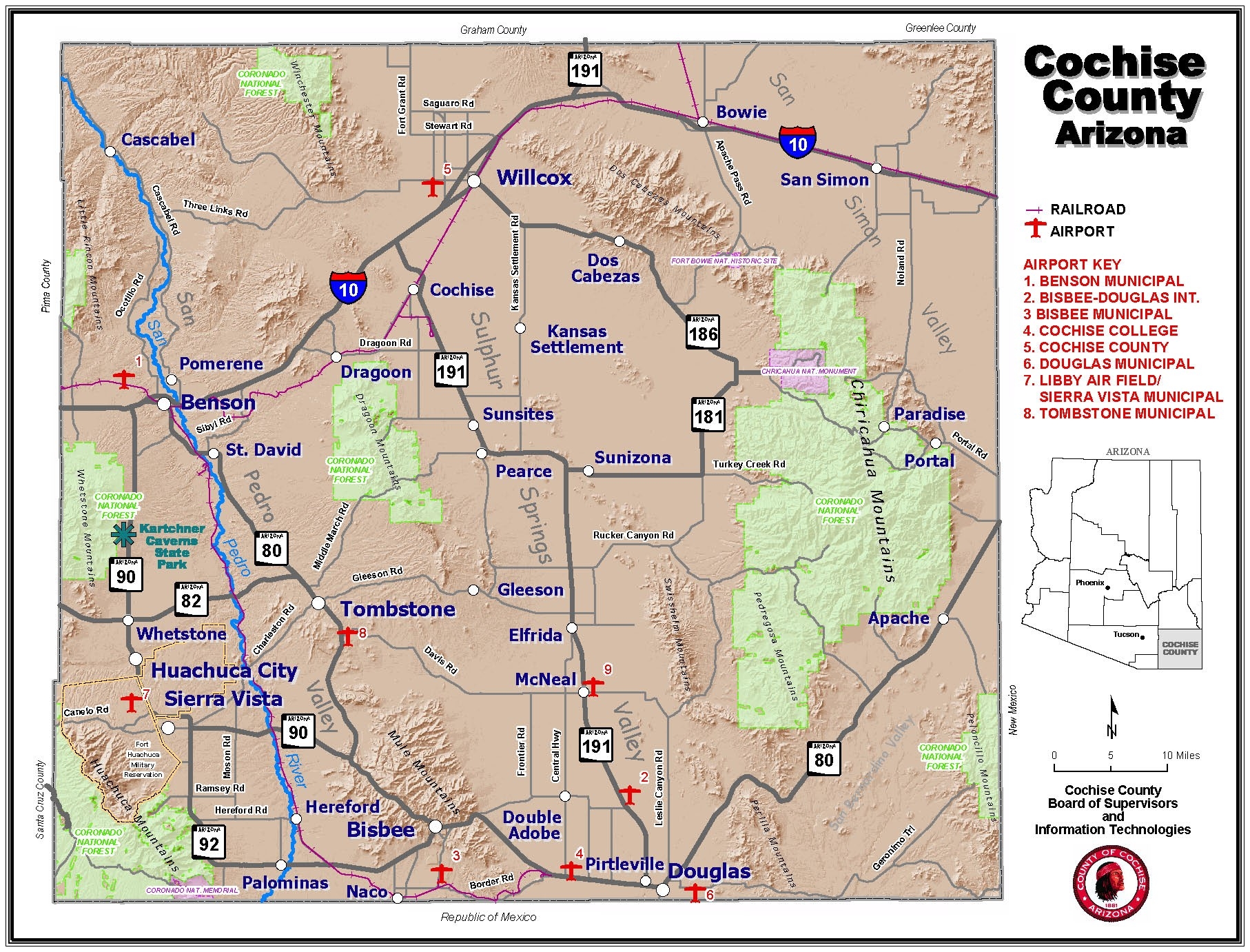 Cochise County Map Page Cochise County Map Page