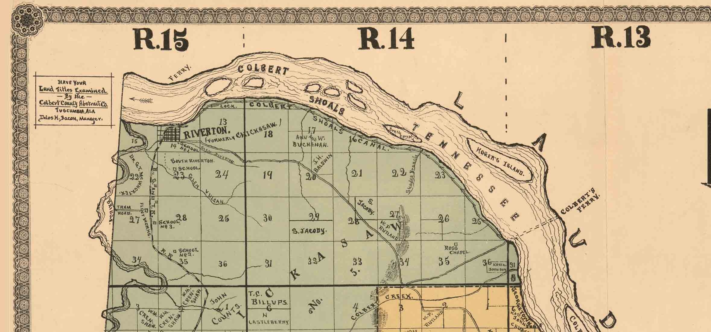 Colbert County Alabama 1896 Old Wall Map With Landowner Names Reprint Etsy Hong Kong