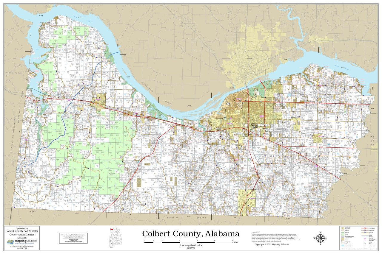 Colbert County Alabama 2022 Wall Map Mapping Solutions