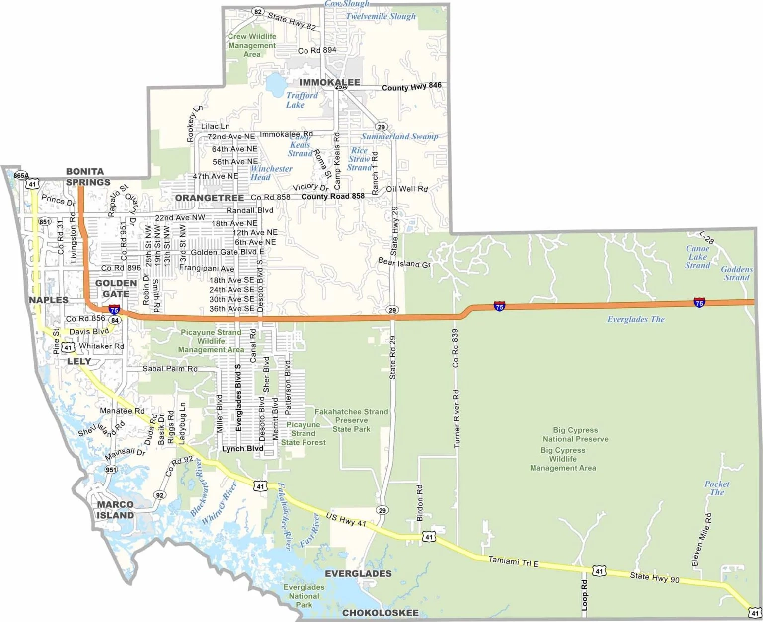 Collier County Map Florida US County Maps
