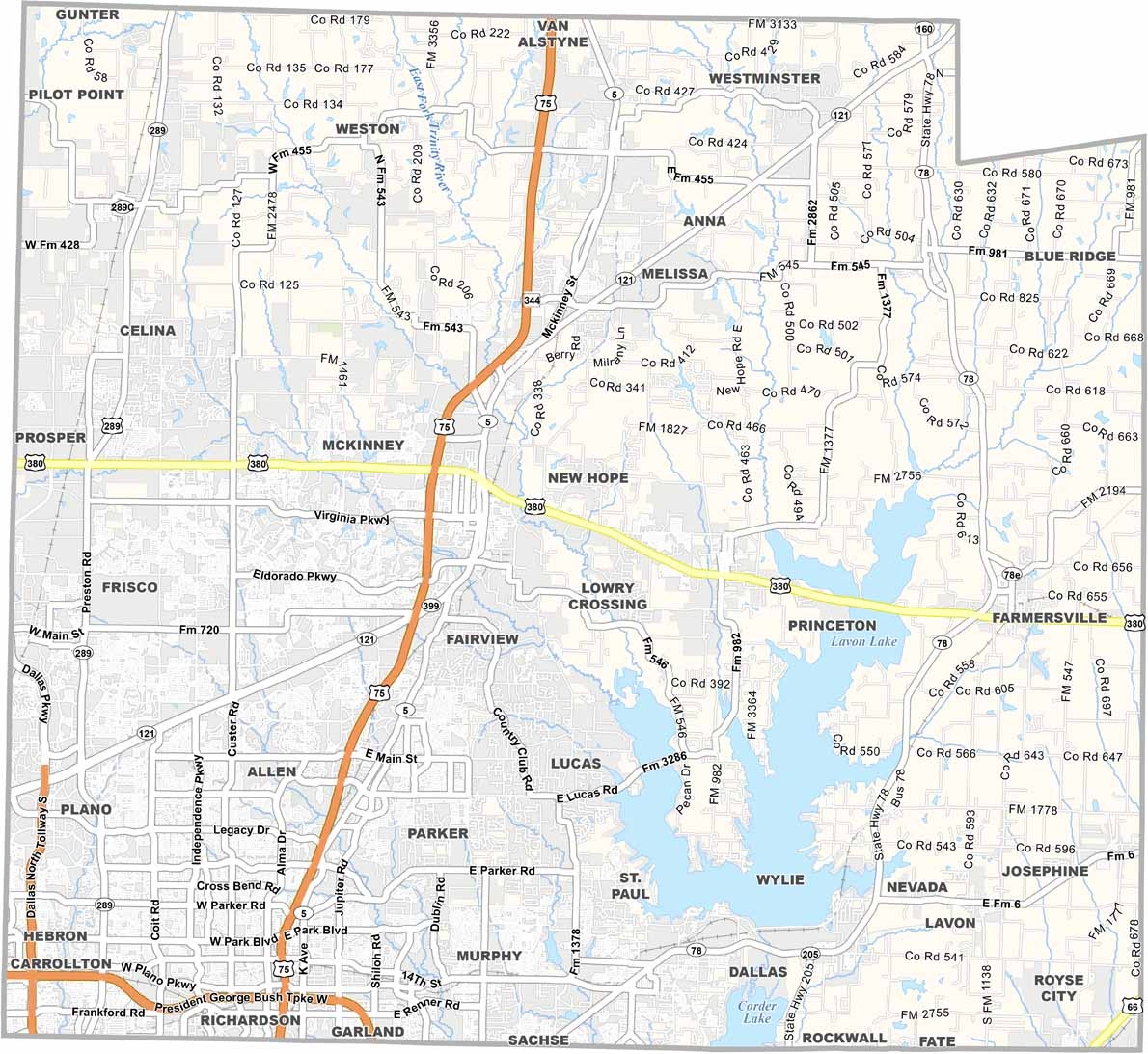 Collin County Map Texas US County Maps