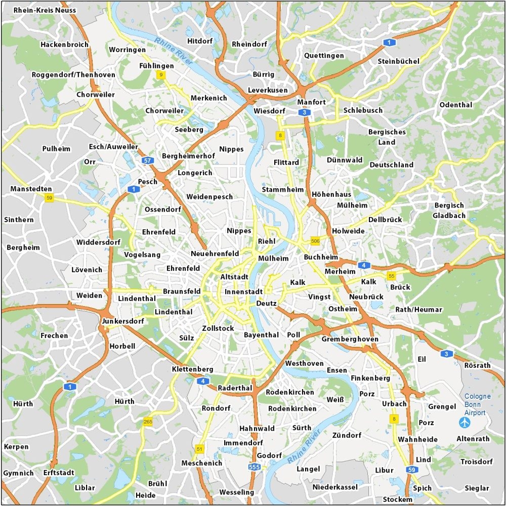 Cologne Map Germany GIS Geography