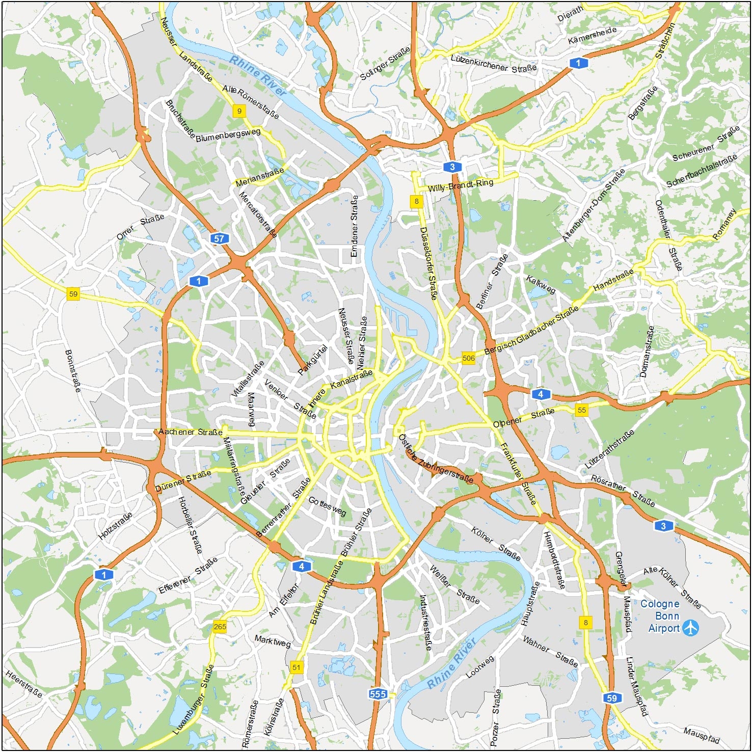 Cologne Map Germany GIS Geography