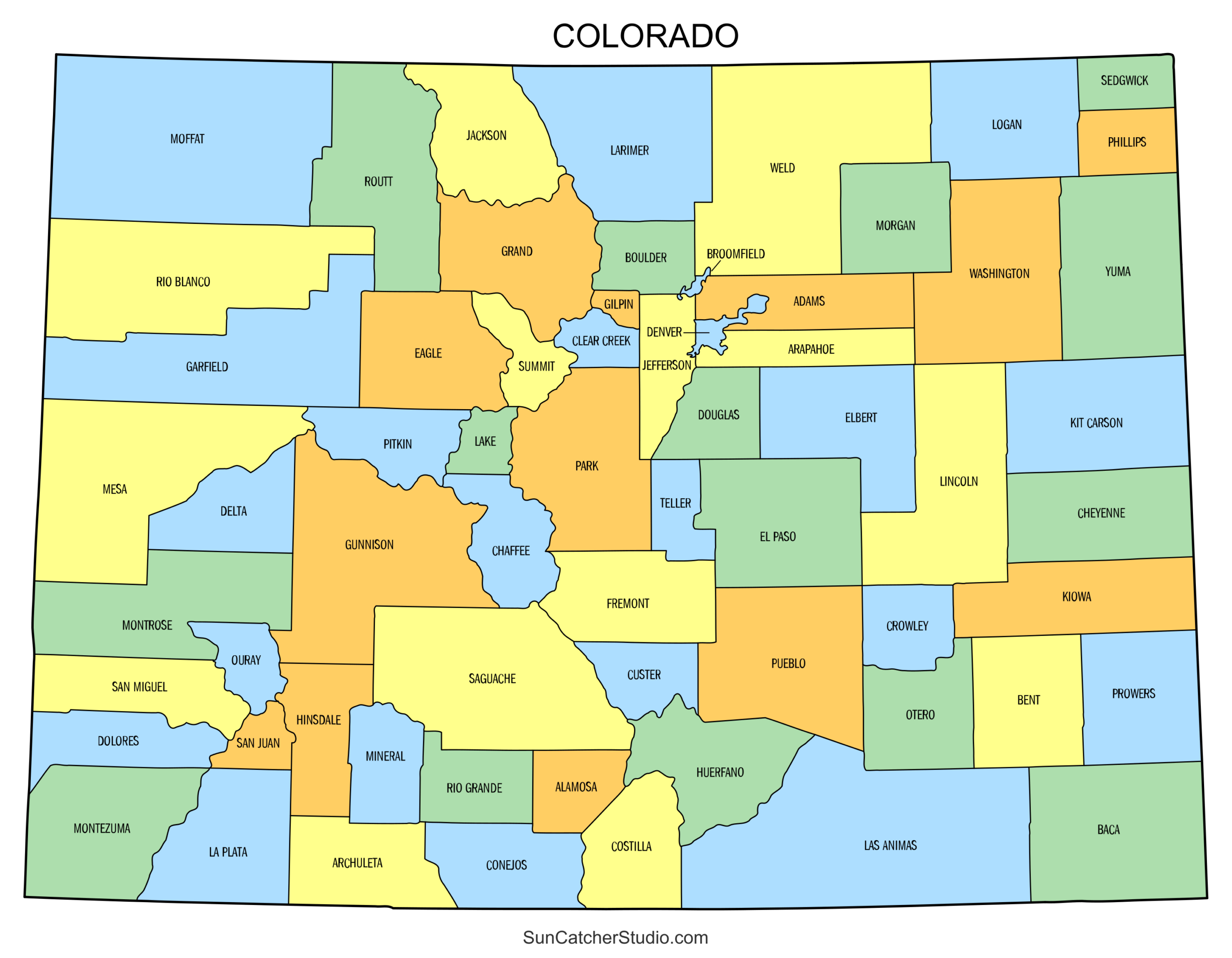 county map of denver colorado