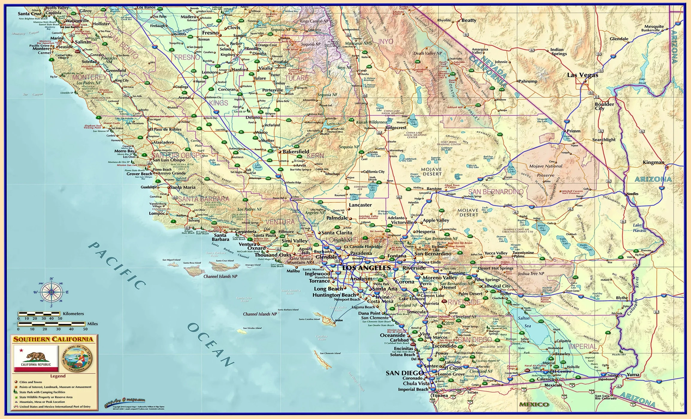 Colorful Southern California Wall Map Metro Maps
