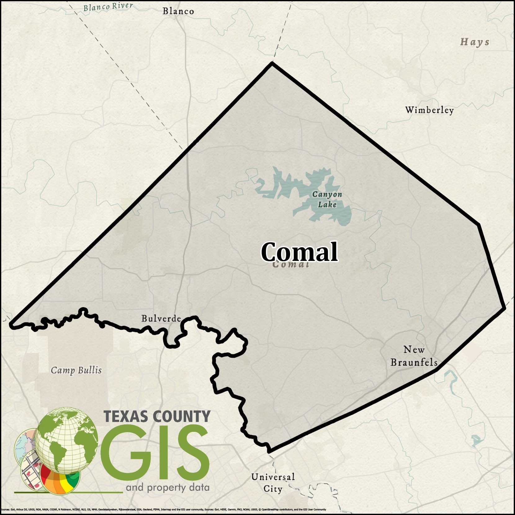 Comal County TX GIS Shapefile Property Data