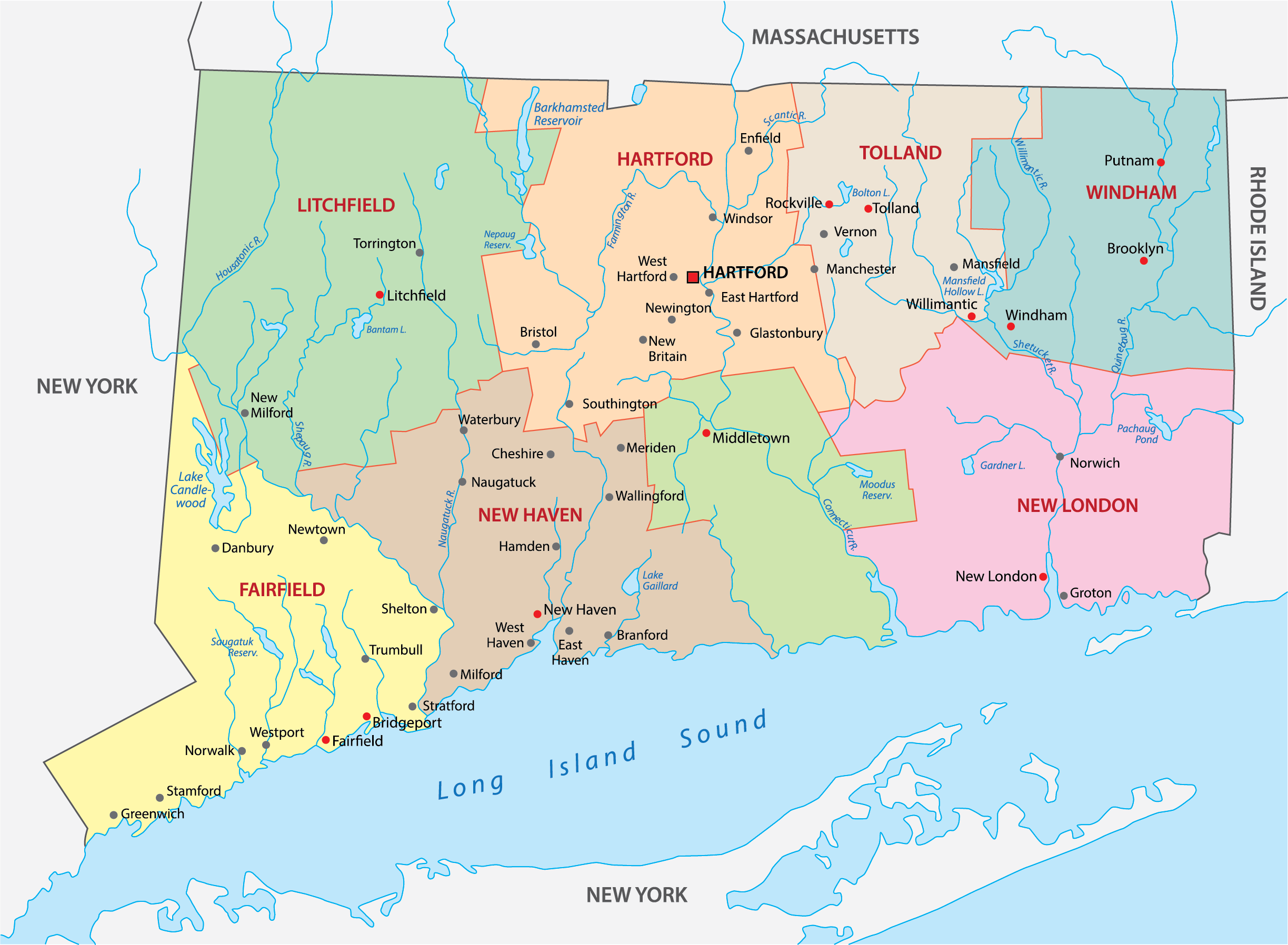 Connecticut Counties Map Mappr Connecticut Counties Map Mappr