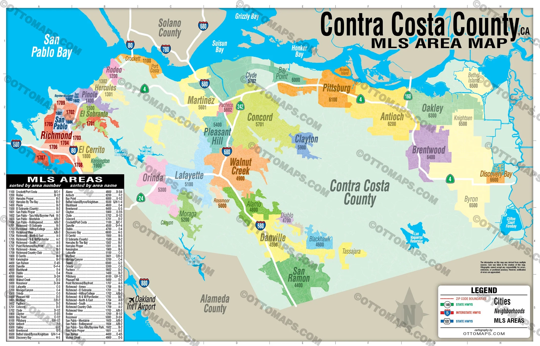 Contra Costa County MLS Area Map California FILES PDF And AI Ed Otto Maps